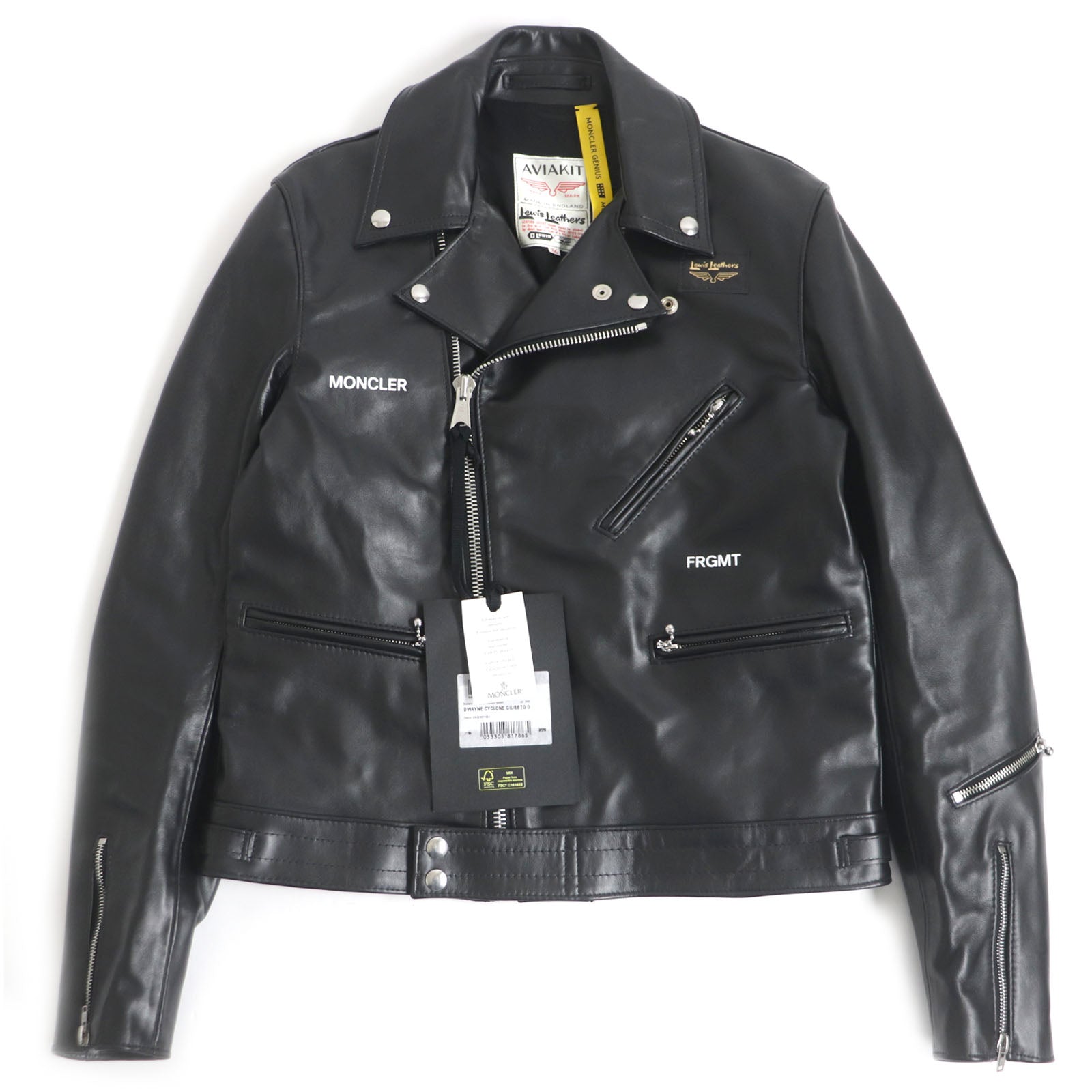 Moncler Dwayne Cyclone Leather Jacket Black 36