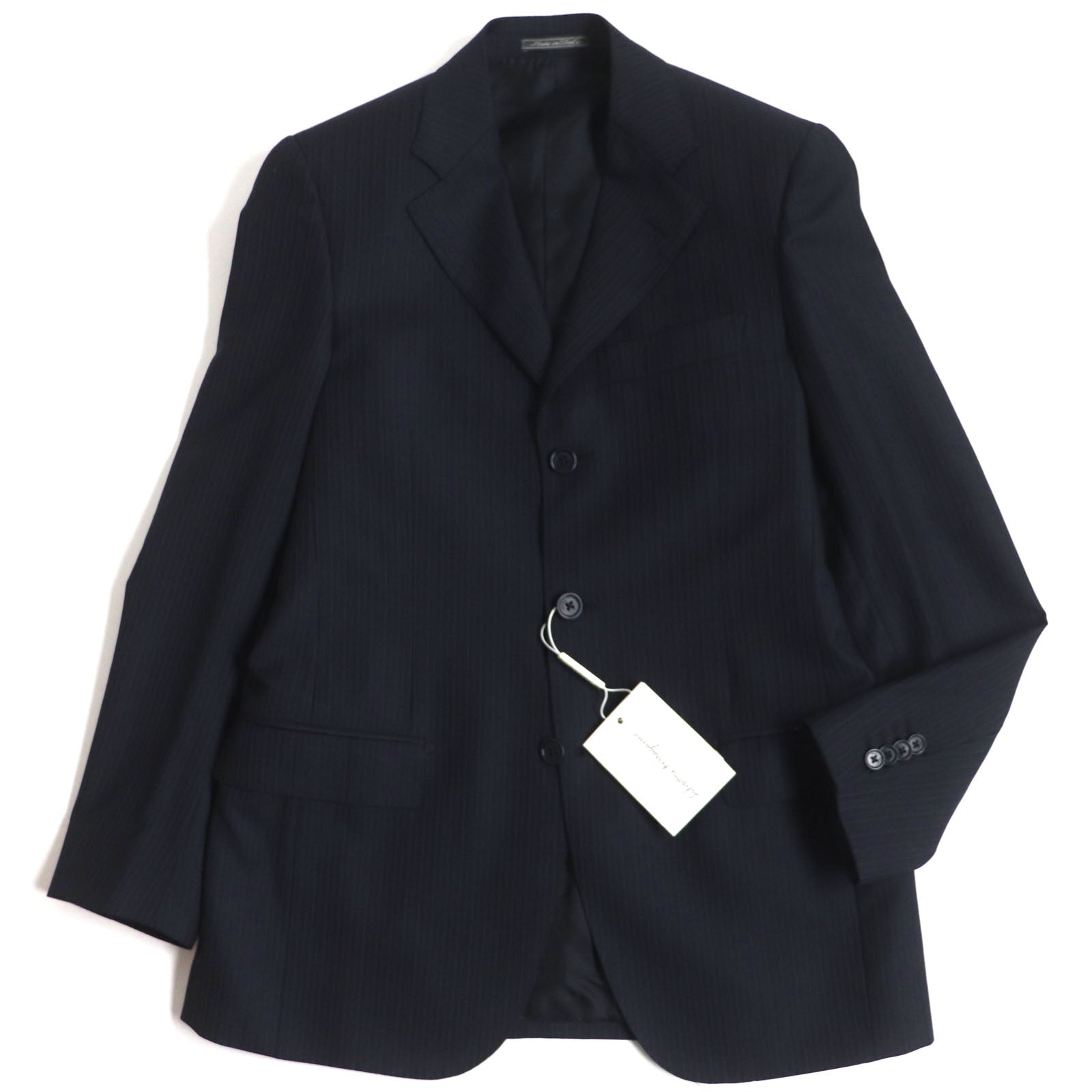 Salvatore Ferragamo Wool Stripe Logo Jacket Navy