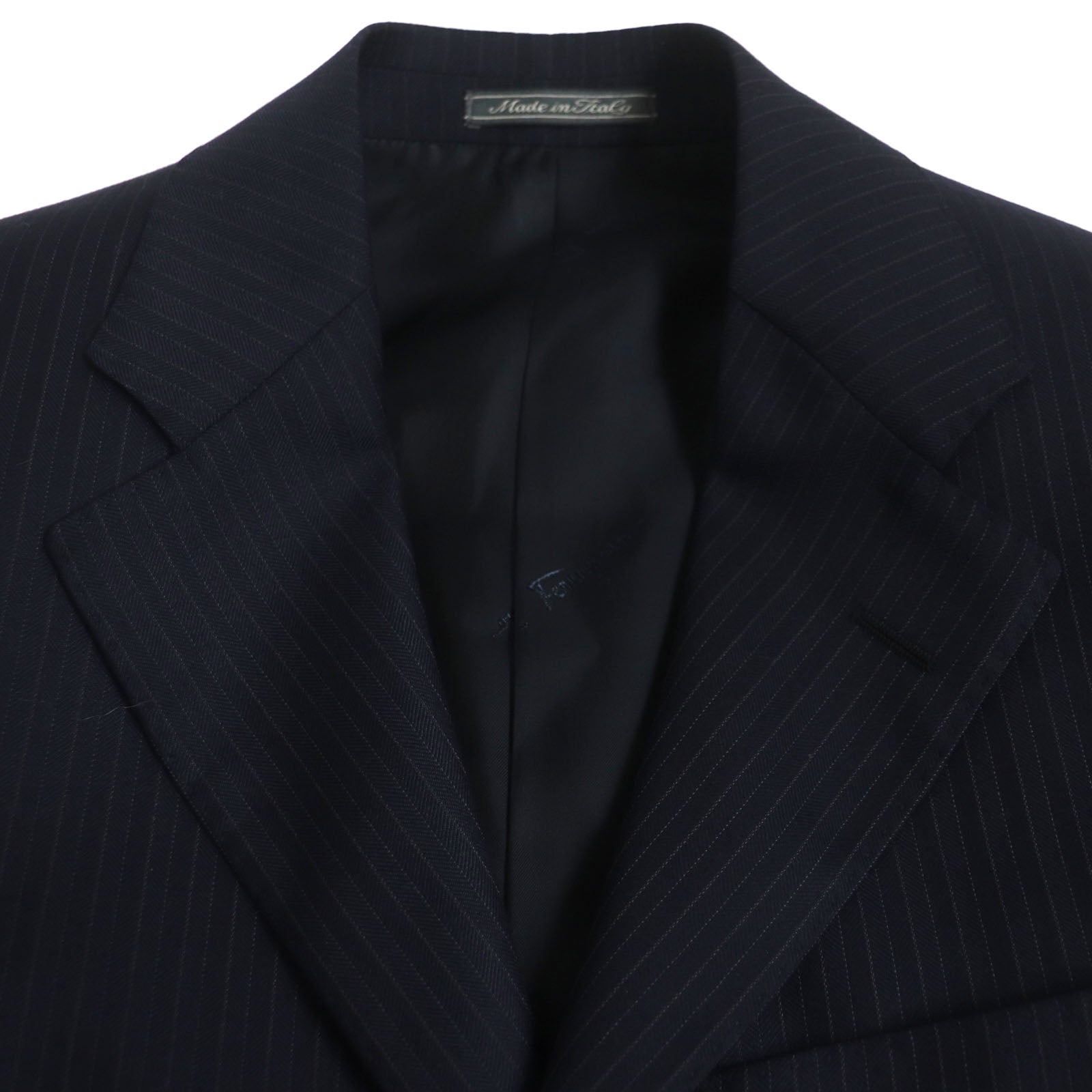 Salvatore Ferragamo Wool Stripe Logo Jacket Navy