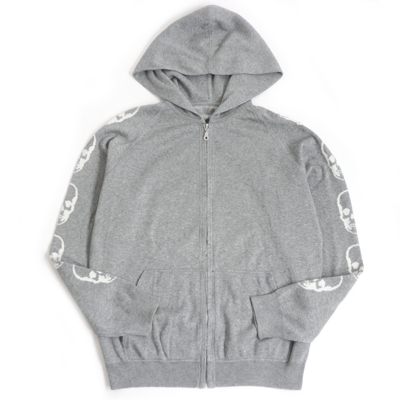 Lucien Pellat-Finet Skull Zip-Up Knit Hoodie Gray M