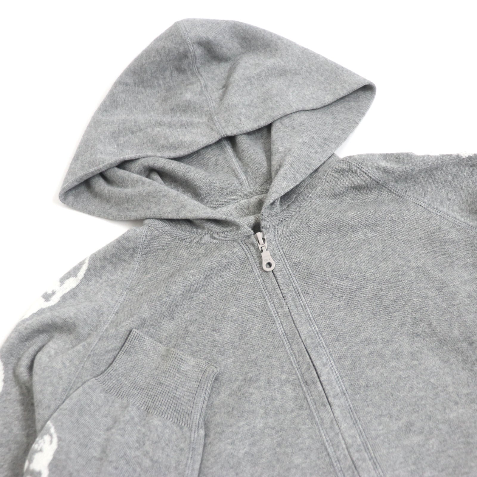 Lucien Pellat-Finet Skull Zip-Up Knit Hoodie Gray M