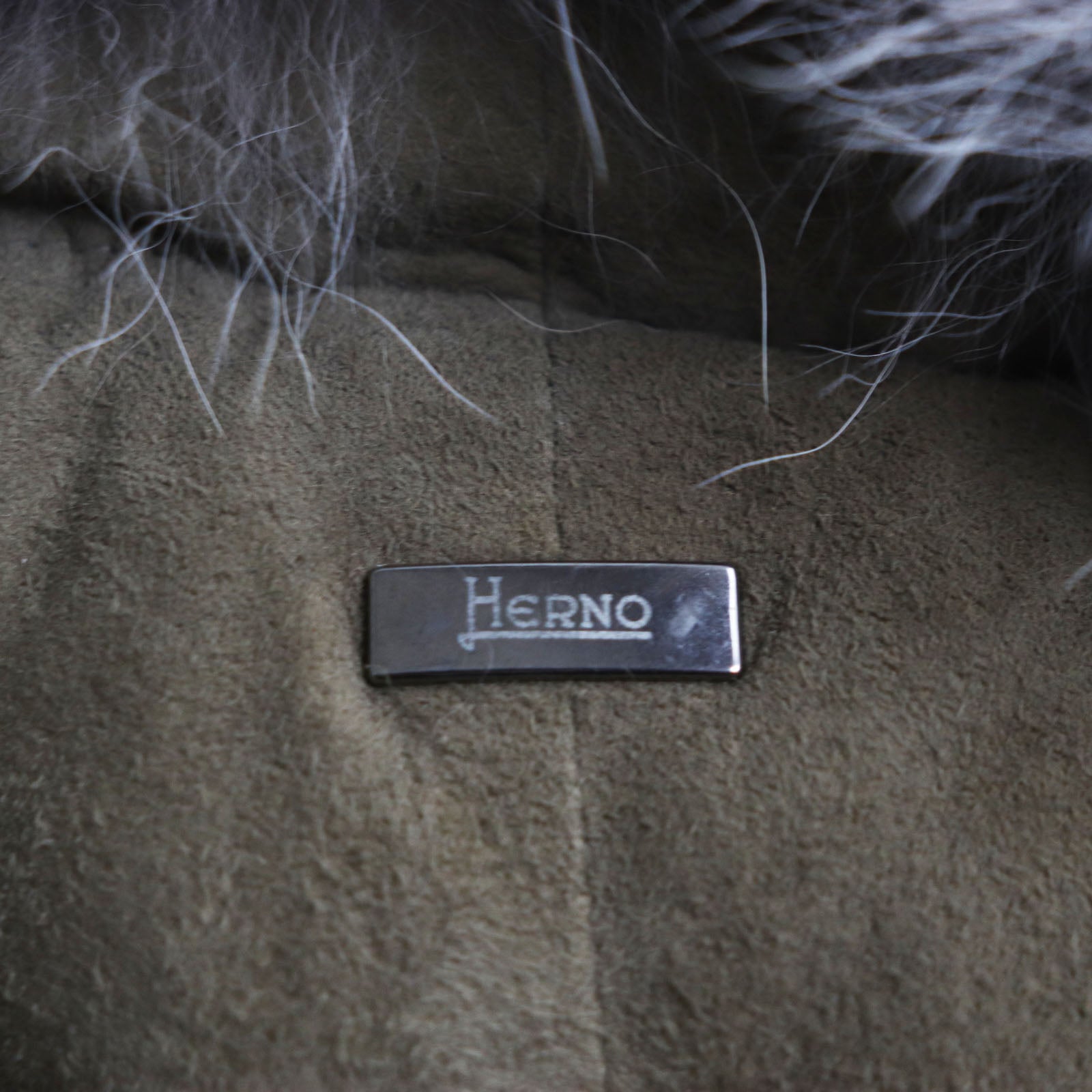 Herno Goatskin Down Jacket with Coyote Fur, Khaki Gray, Men's, Made in Italy