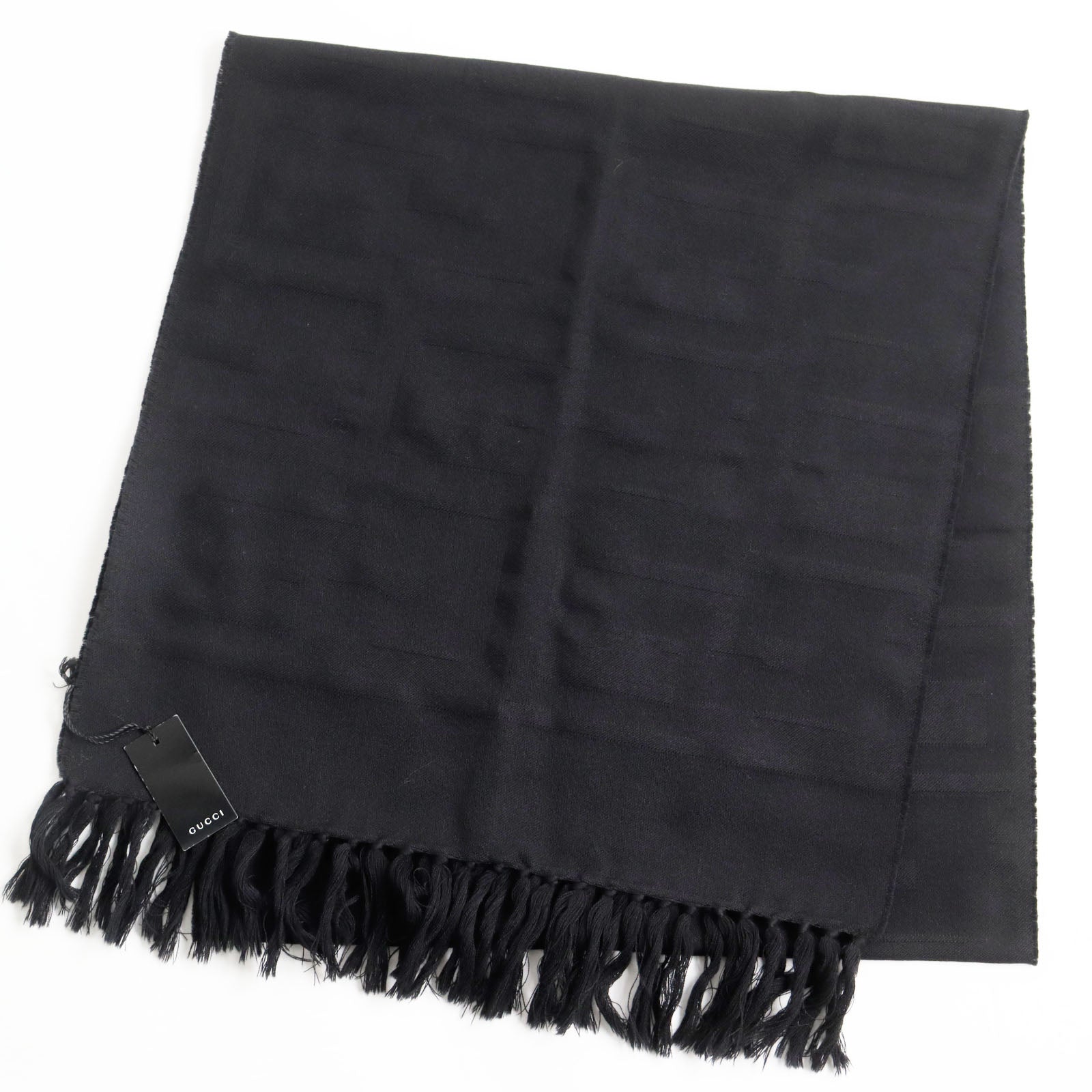 GUCCI Wool GG Pattern Scarf Black