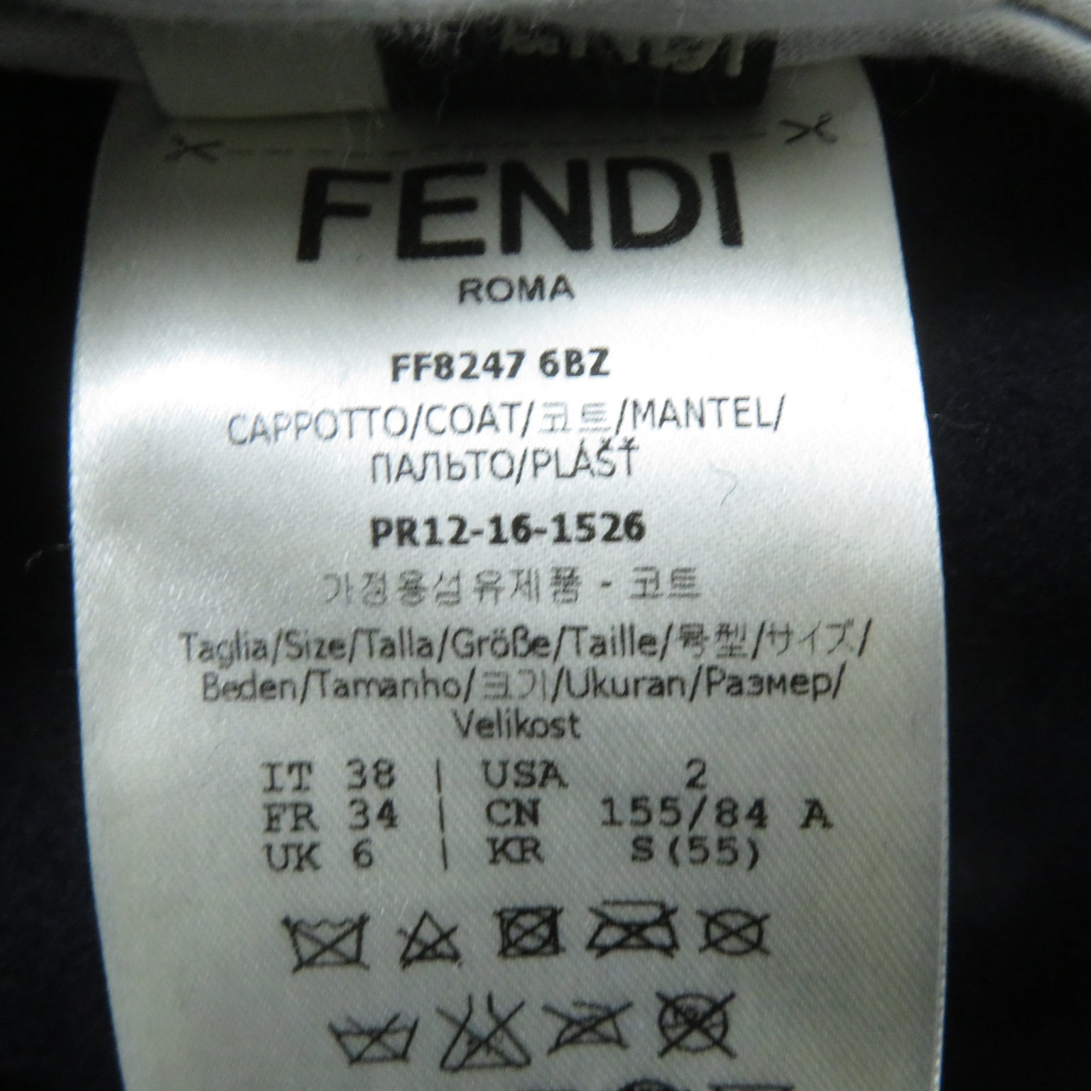 Fendi FF8247 Wool Cashmere Fox Fur Coat Navy 38