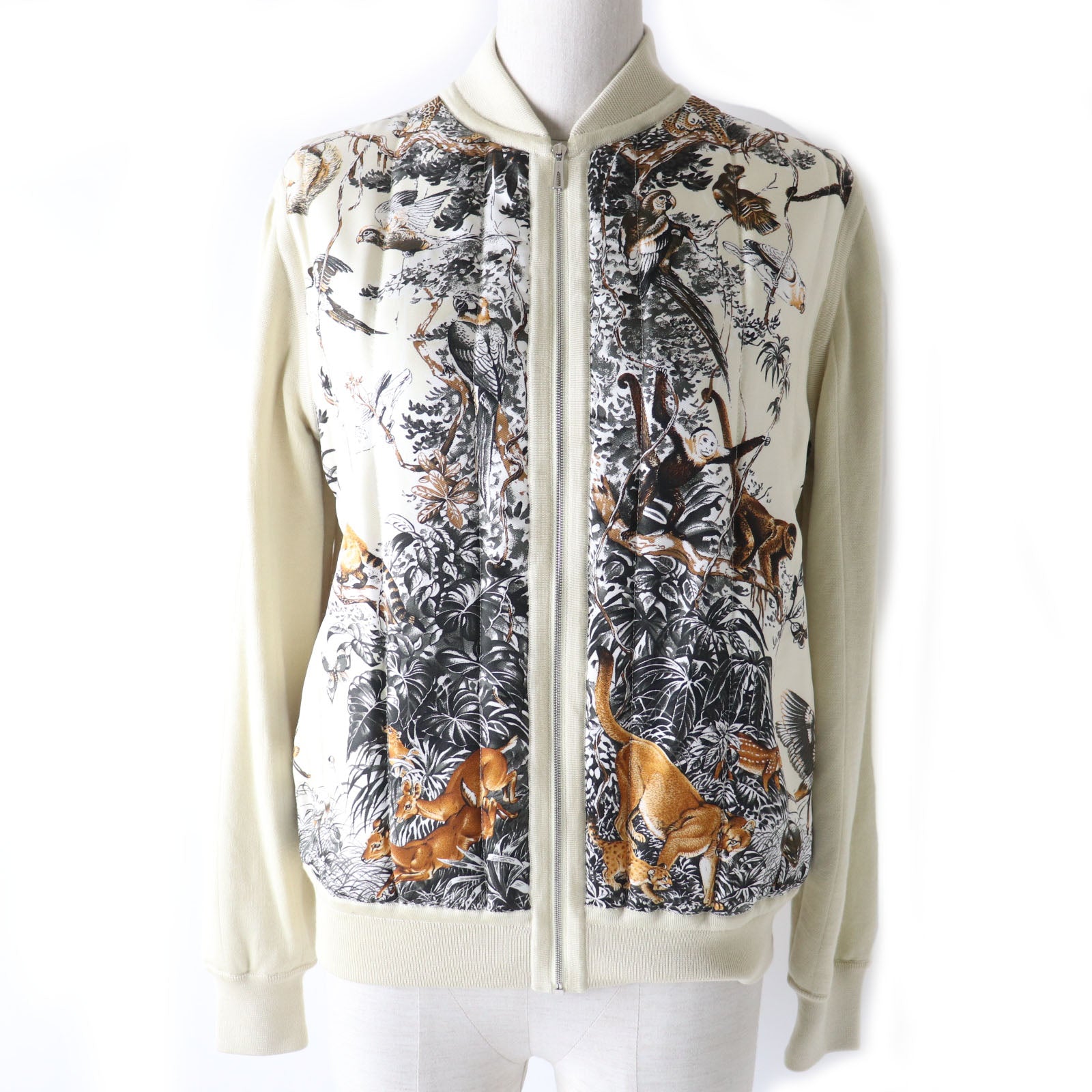 HERMES Silk Cashmere Animal Pattern Jacket