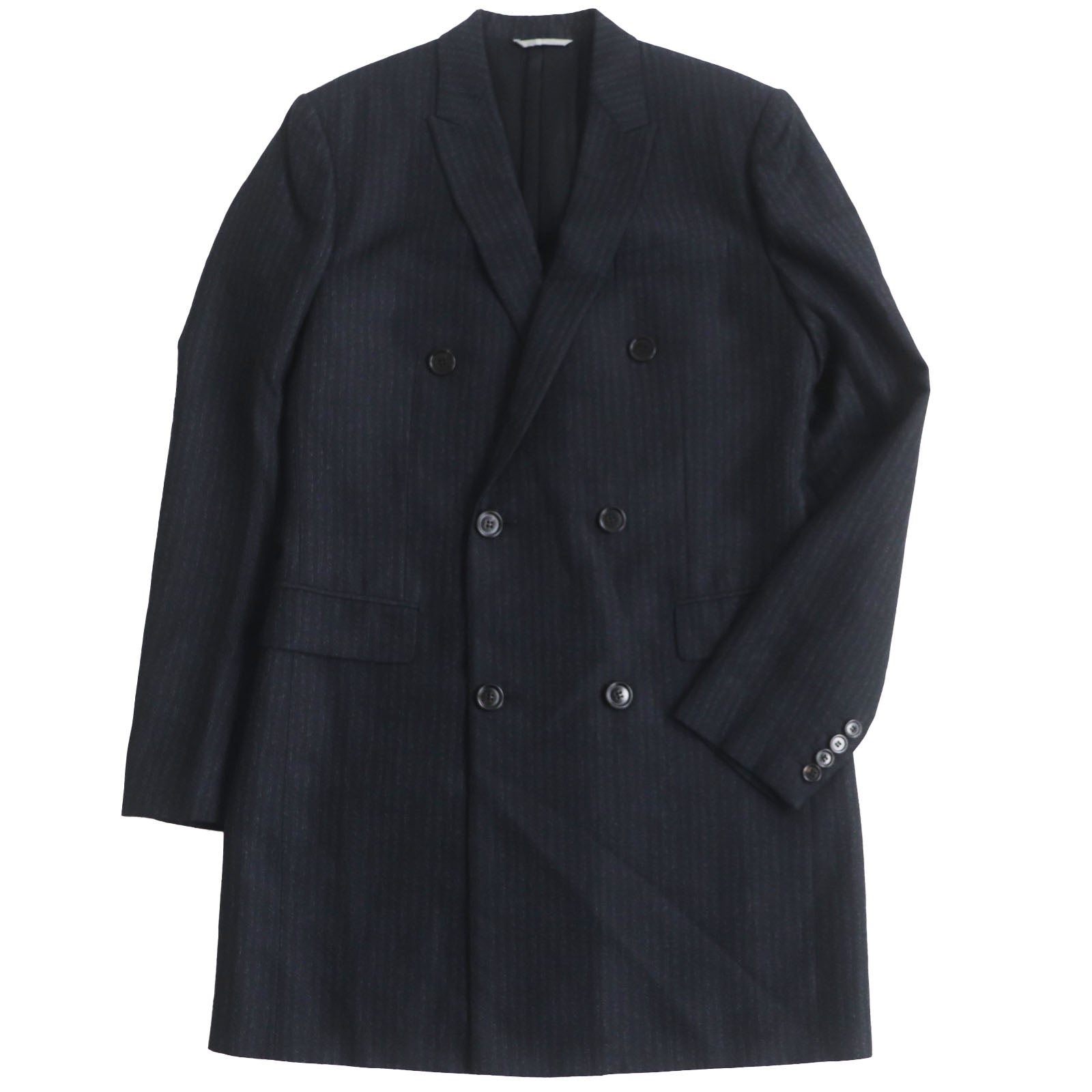 Dior Wool Silk Double Chester Coat Navy