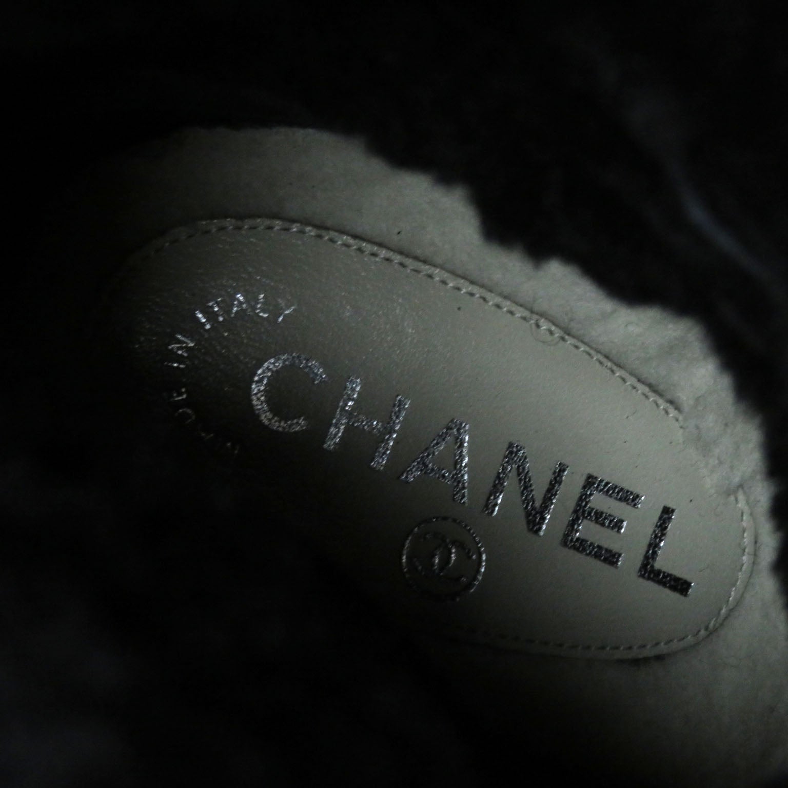 Chanel Knee-high Boots Metal Logo Chunky Heel