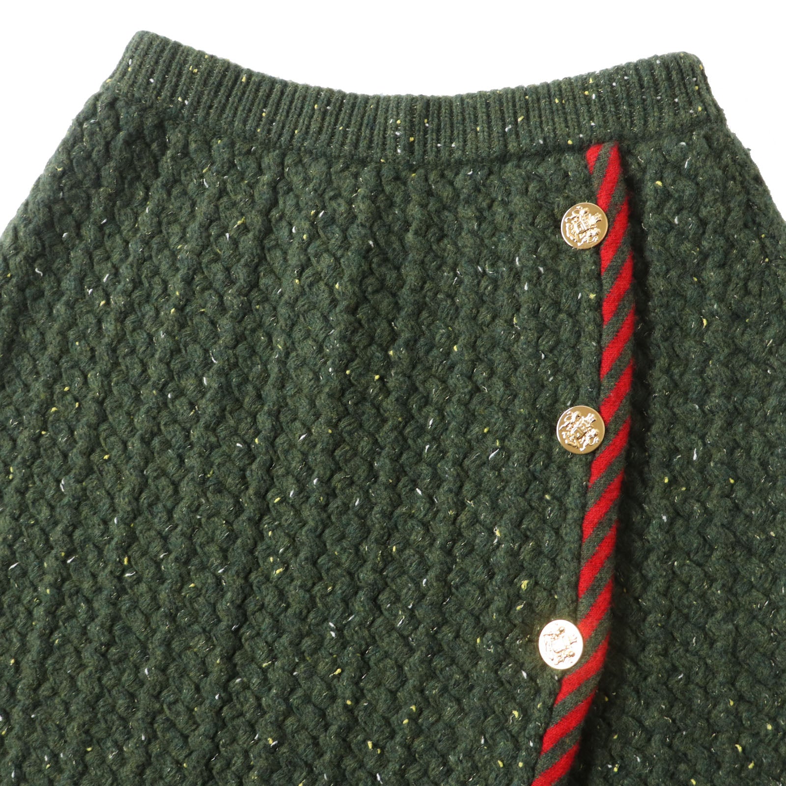 Gucci Wool Cotton Cable Knit Skirt Green Red S