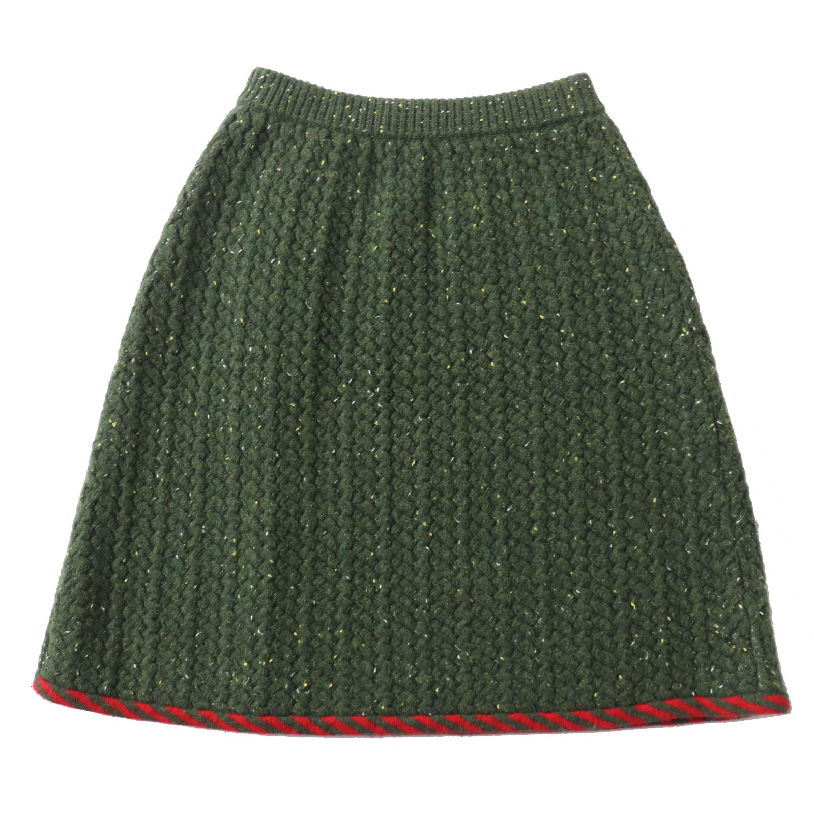 Gucci Wool Cotton Cable Knit Skirt Green Red S