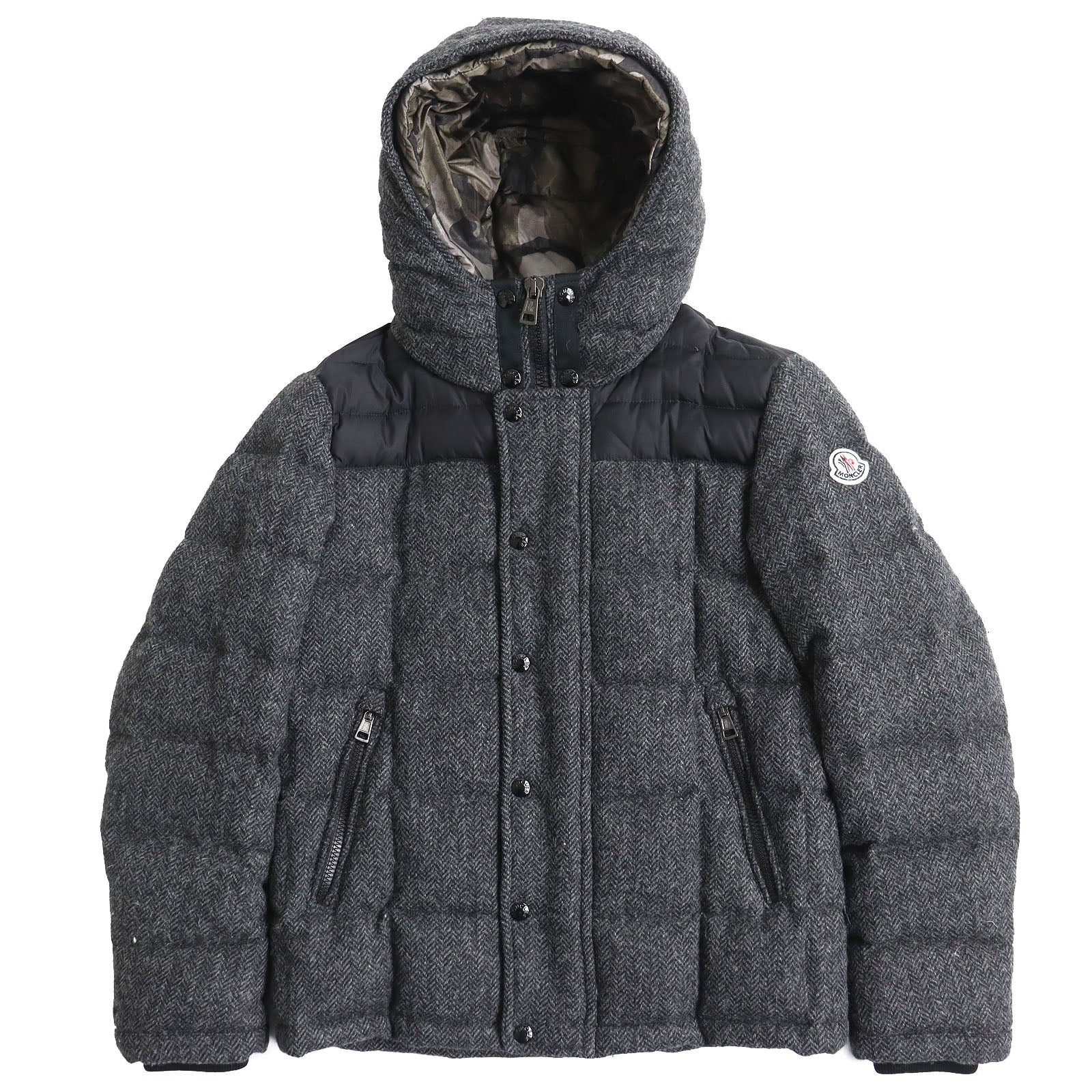 Moncler GUYENNE Wool Tweed Down Jacket Gray