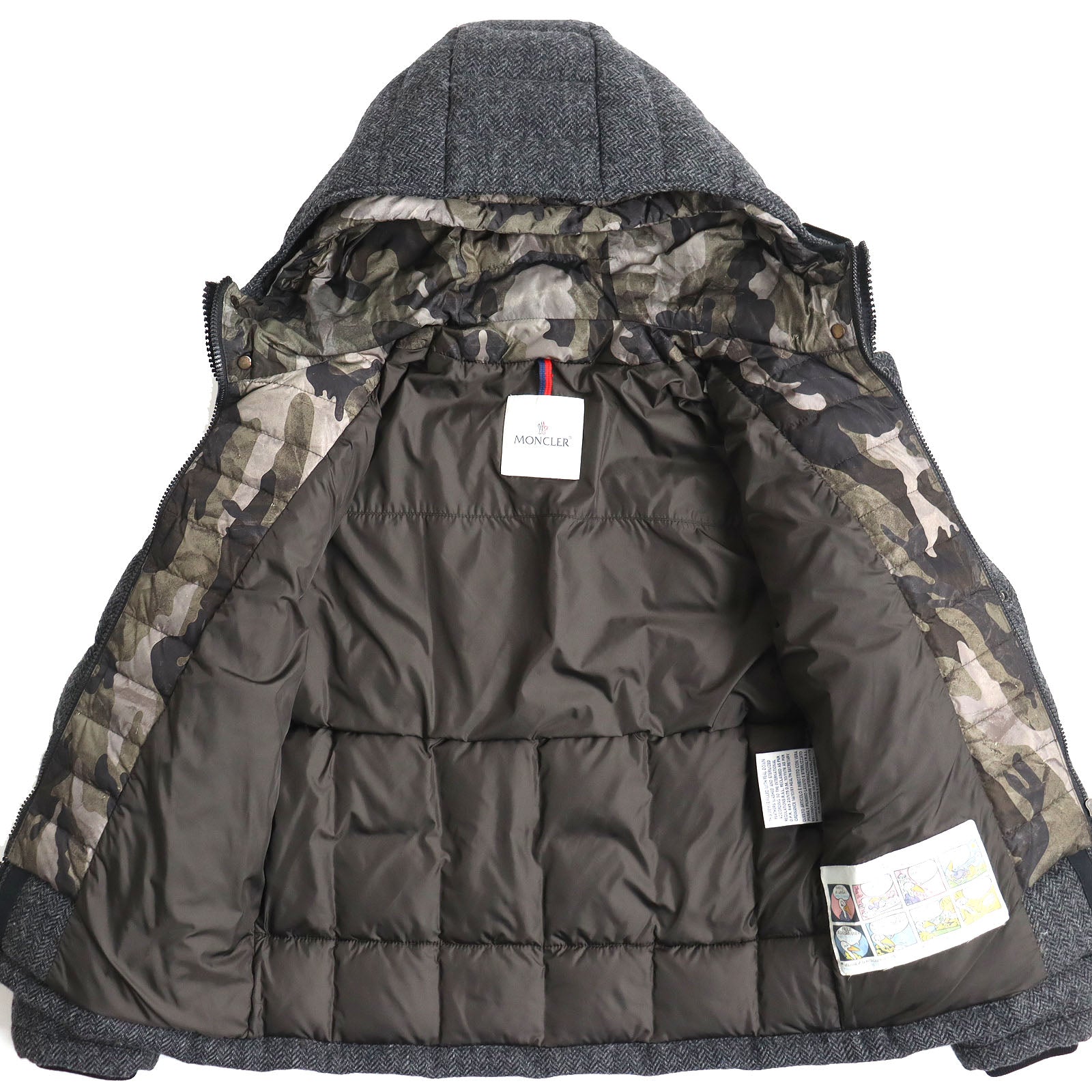 Moncler GUYENNE Wool Tweed Down Jacket Gray