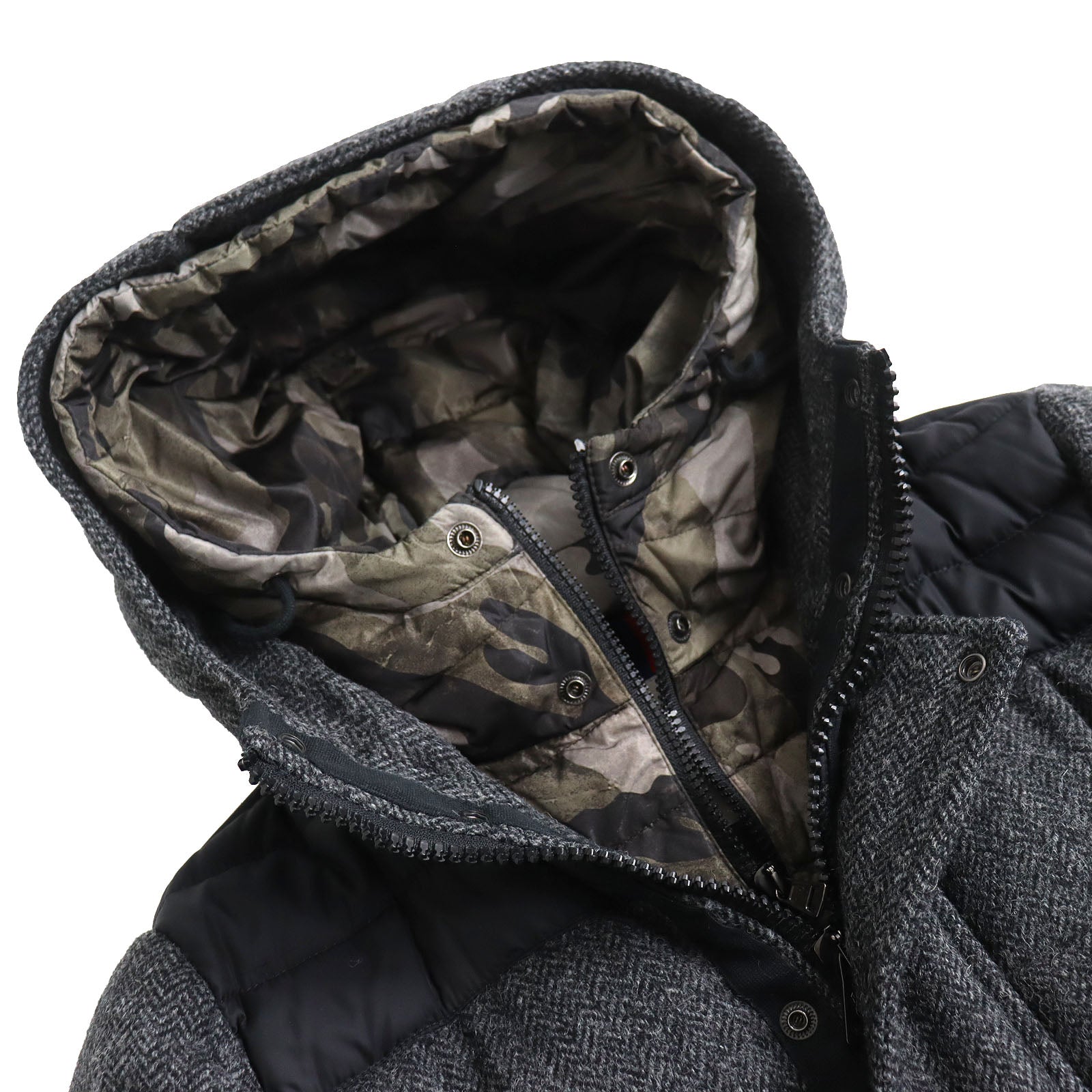 Moncler GUYENNE Wool Tweed Down Jacket Gray