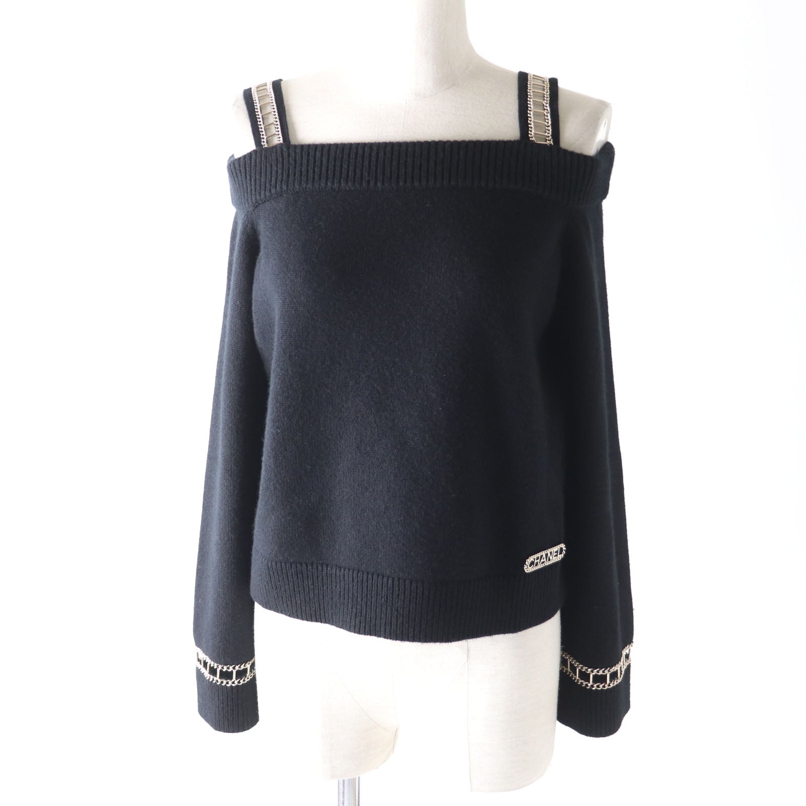 Chanel Cashmere Off-Shoulder Knit Sweater