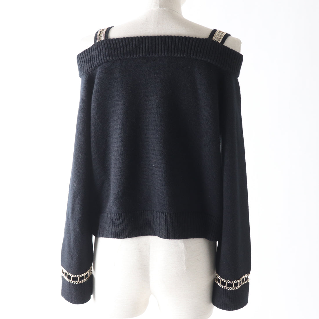 Chanel Cashmere Off-Shoulder Knit Black 36