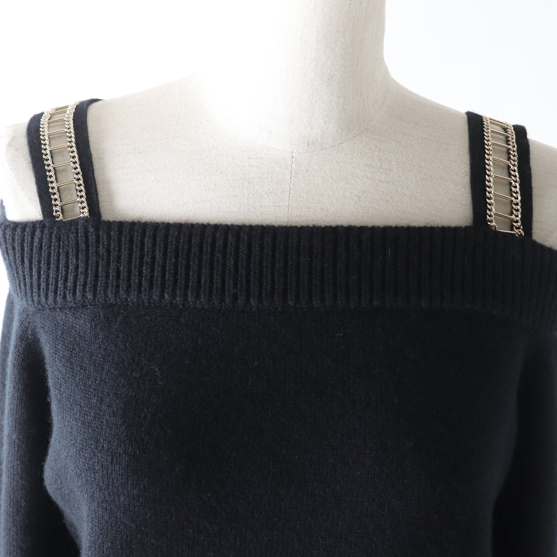 Chanel Cashmere Off-Shoulder Knit Black 36