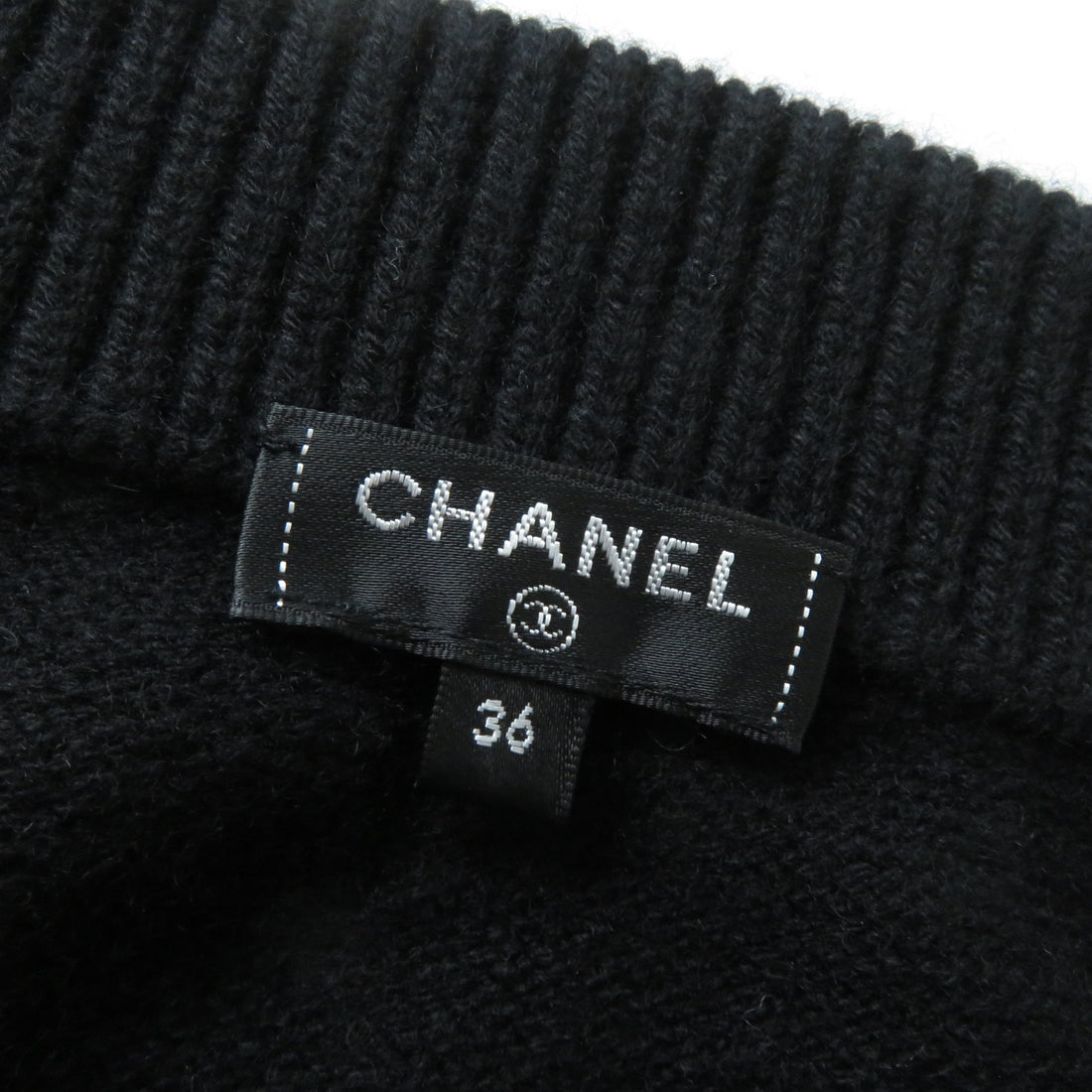 Chanel Cashmere Off-Shoulder Knit Black 36