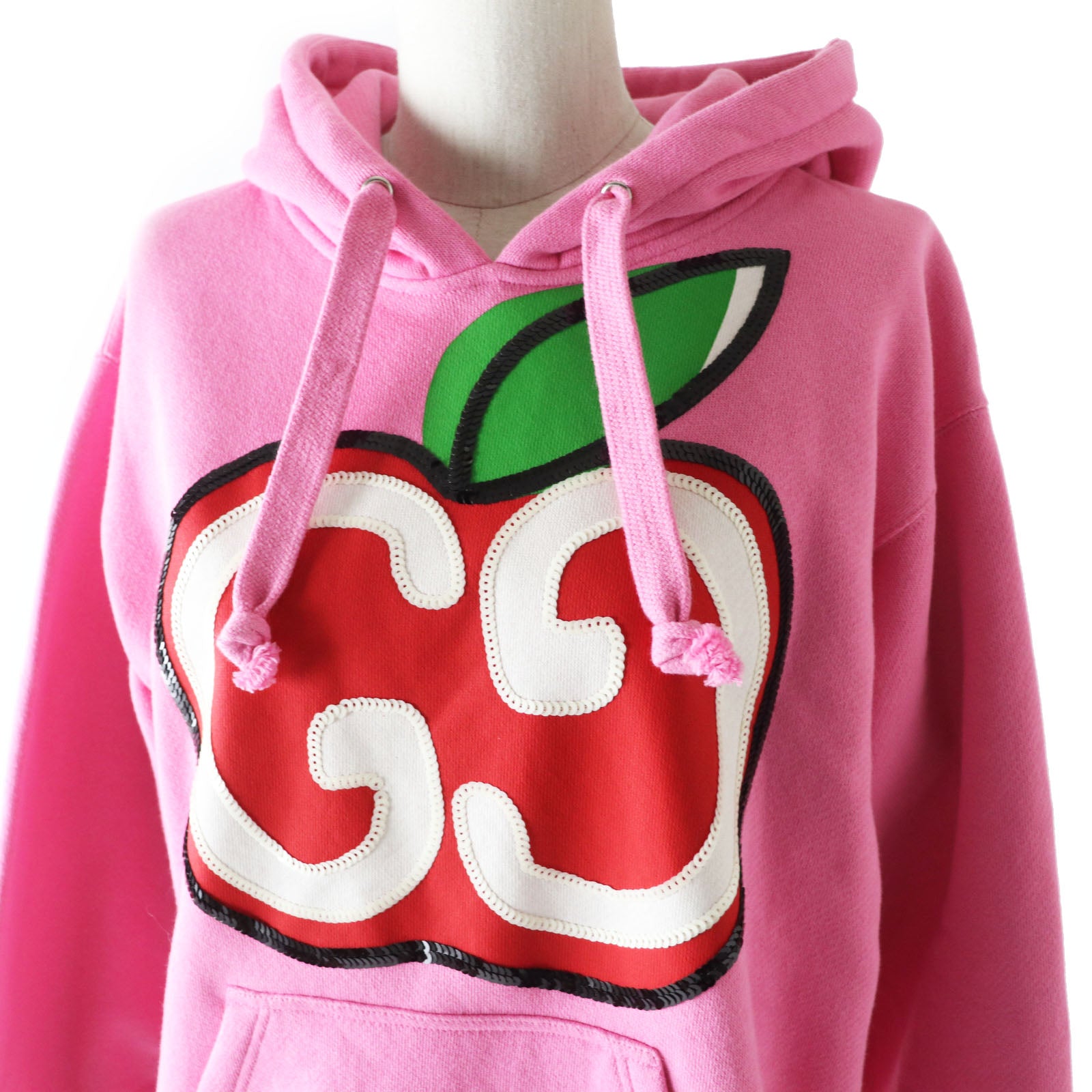 GUCCI Sequined Apple GG Hoodie Pink XXS