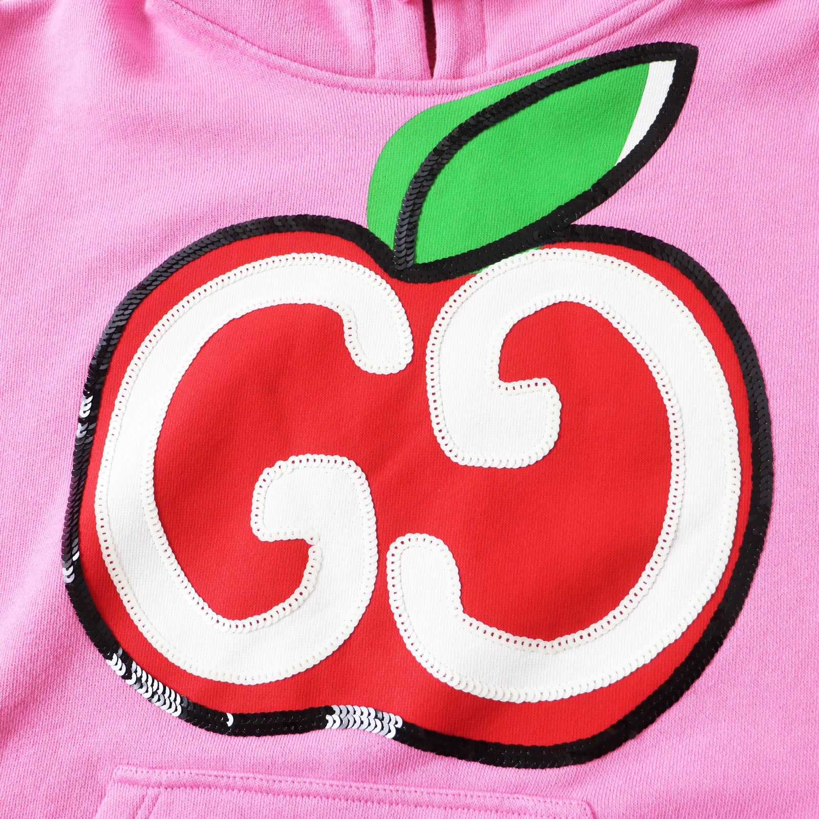 GUCCI Sequined Apple GG Hoodie Pink XXS