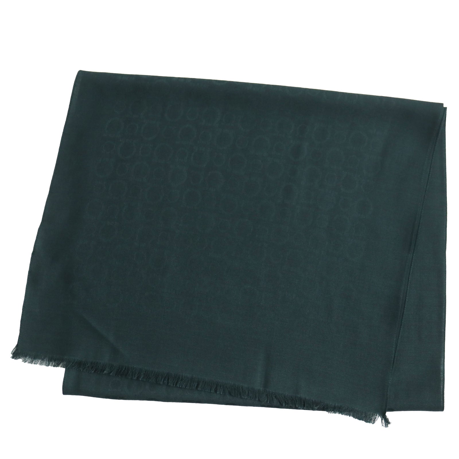 Salvatore Ferragamo Wool Silk Gancini Fringe Scarf