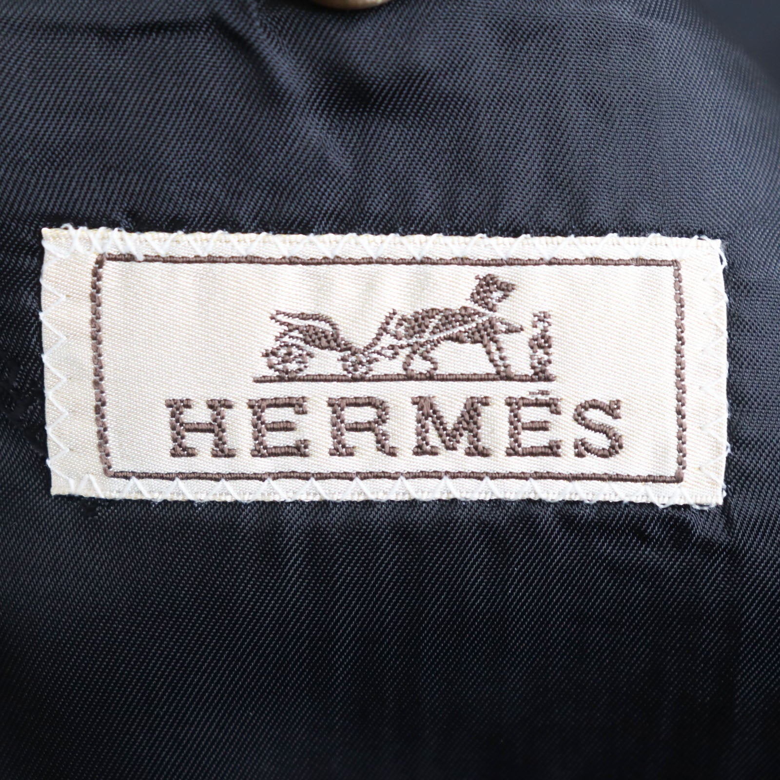 Hermes Cashmere Tweed Jacket Navy Brown 48