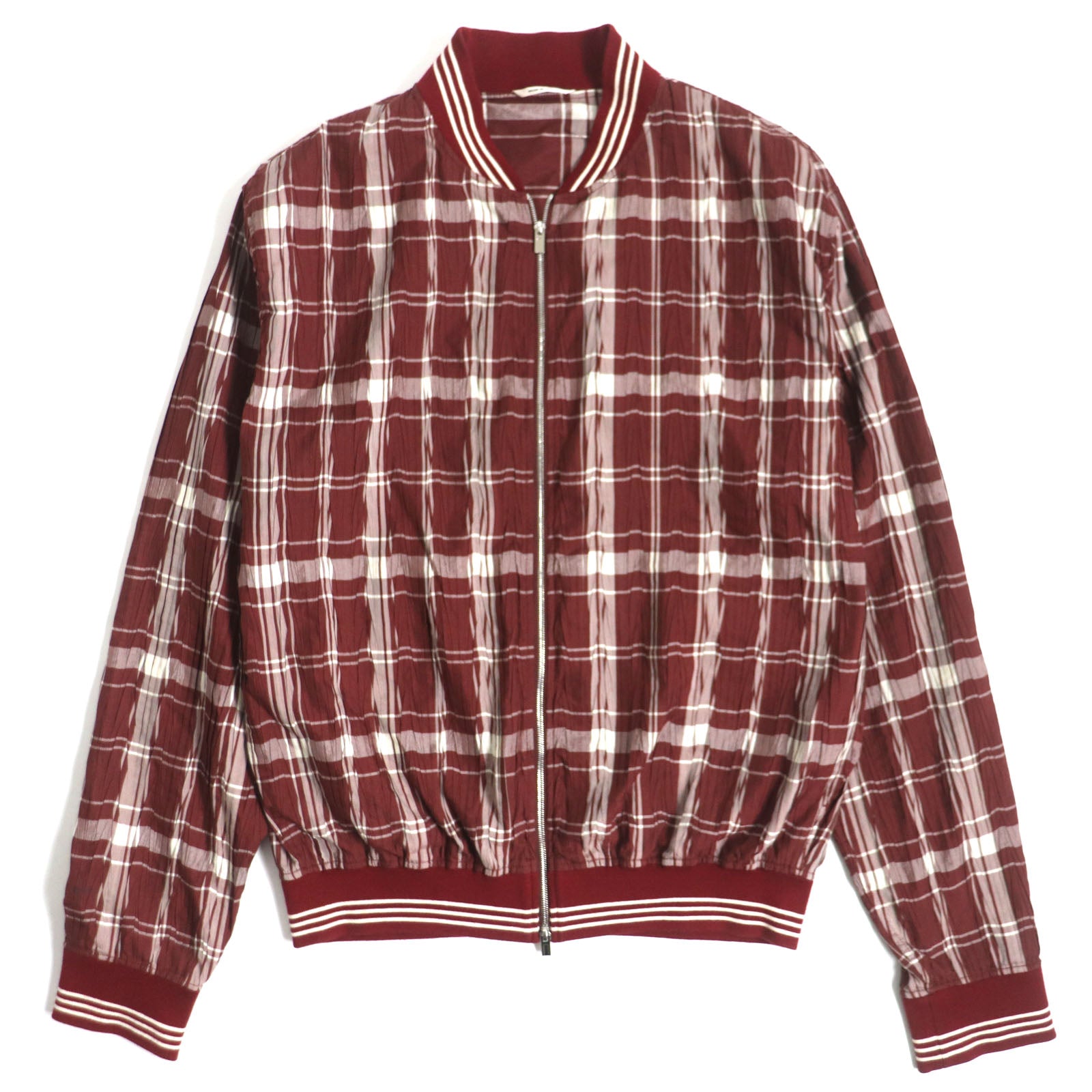 HERMES Check Pattern WZIP Jacket Blouson Bordeaux