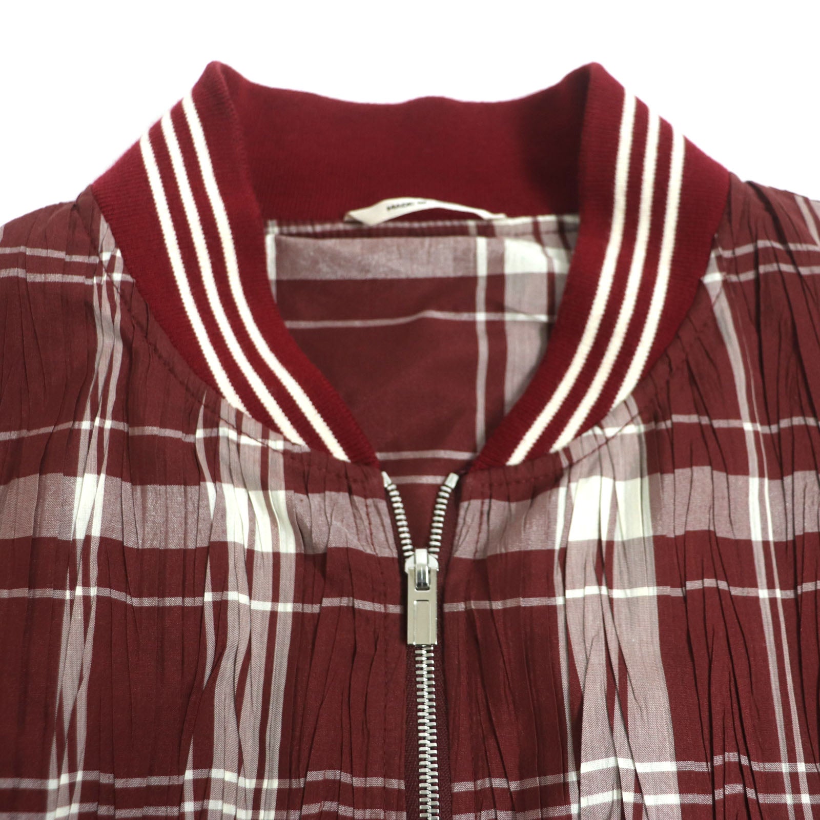 HERMES Check Pattern WZIP Jacket Blouson Bordeaux