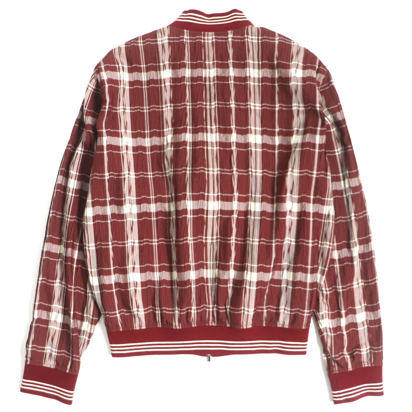 HERMES Check Pattern WZIP Jacket Blouson Bordeaux