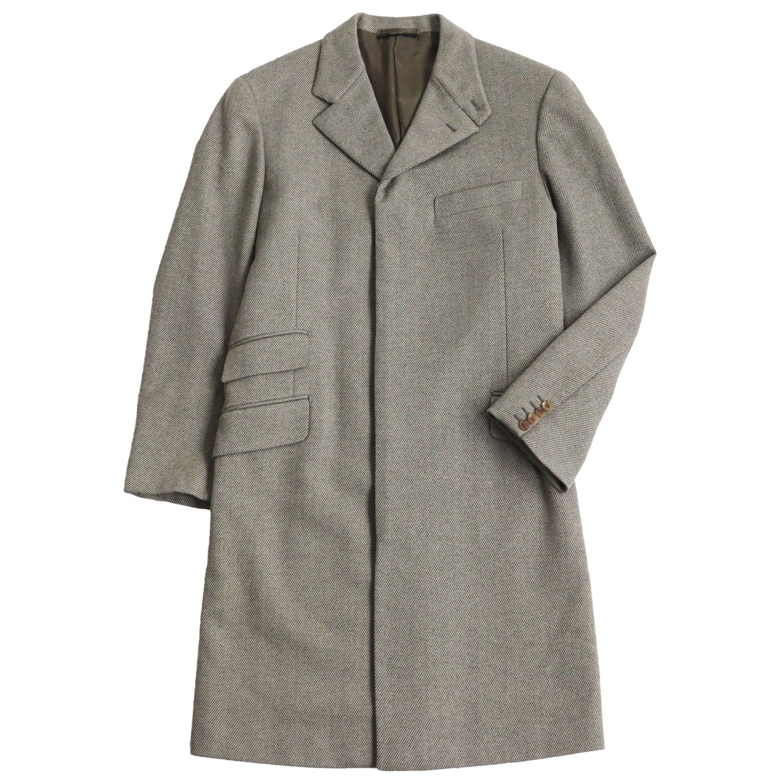 HERMES Wool Elastane Chester Coat Gray 48