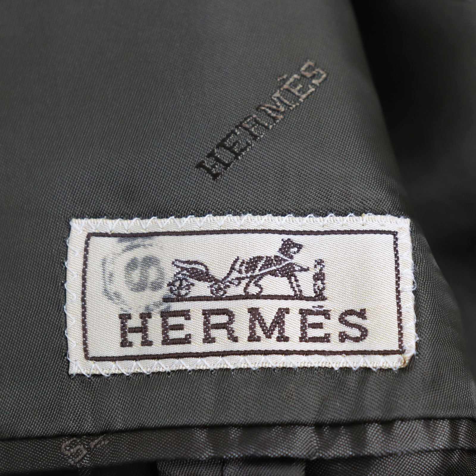 HERMES Wool Elastane Chester Coat Gray 48