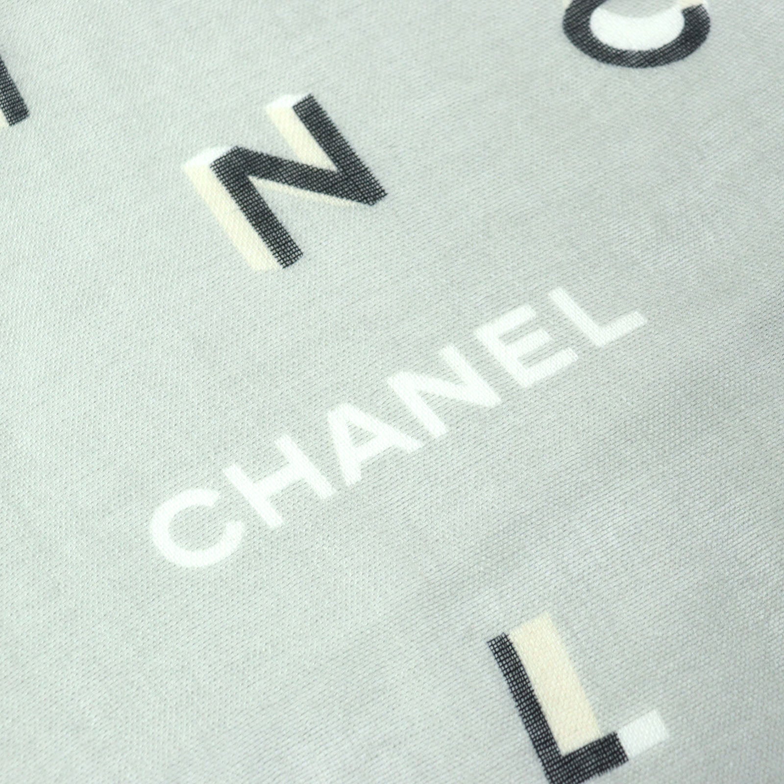 Chanel COCO Mark Cashmere Silk Scarf Gray