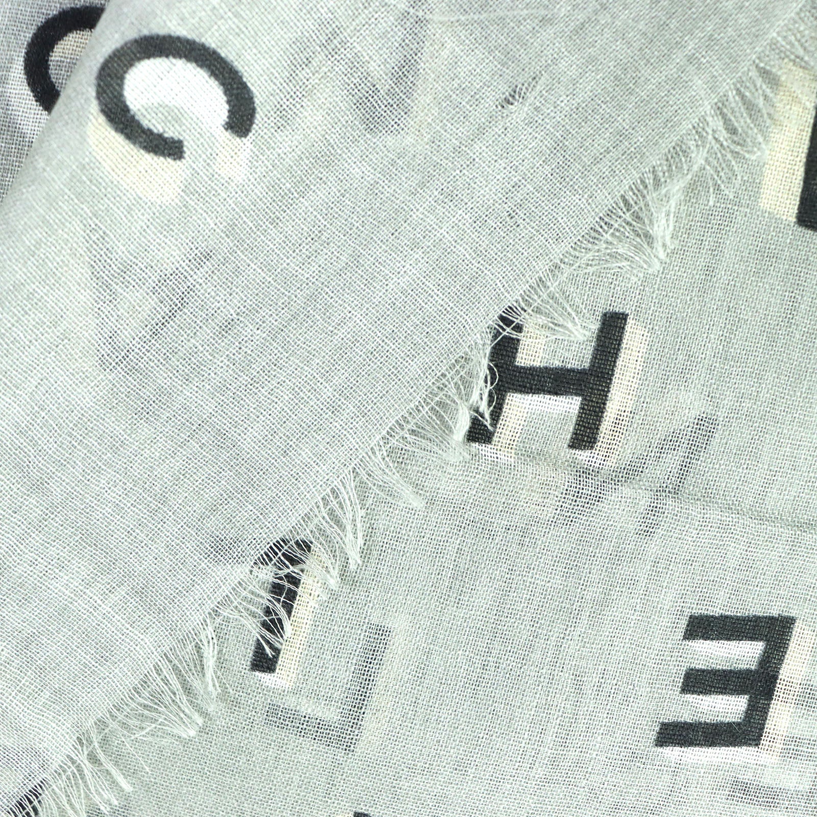 Chanel COCO Mark Cashmere Silk Scarf Gray