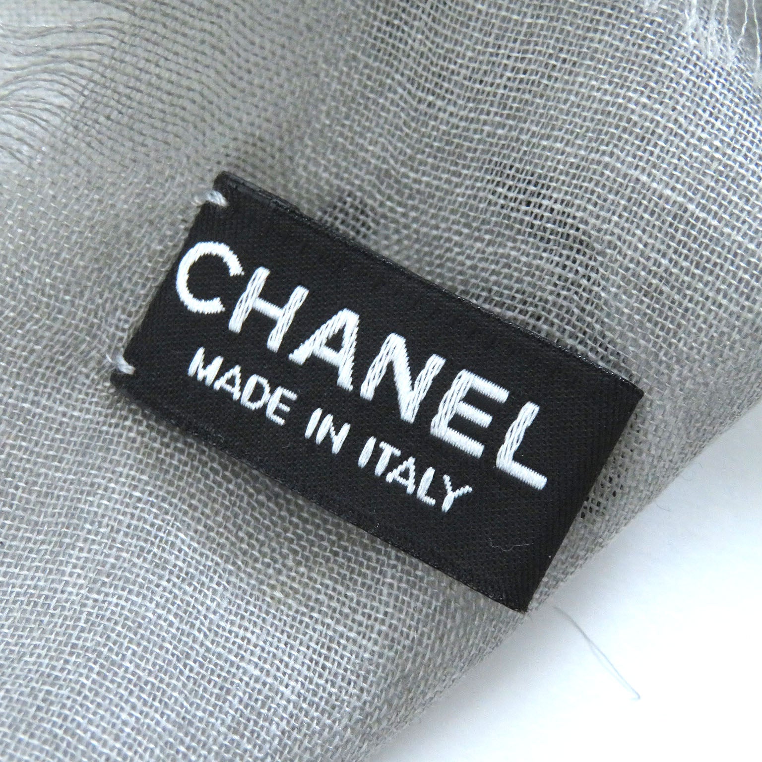 Chanel COCO Mark Cashmere Silk Scarf Gray