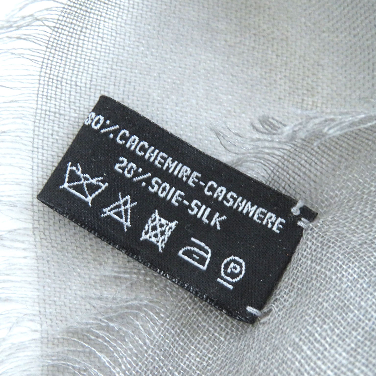 Chanel COCO Mark Cashmere Silk Scarf Gray