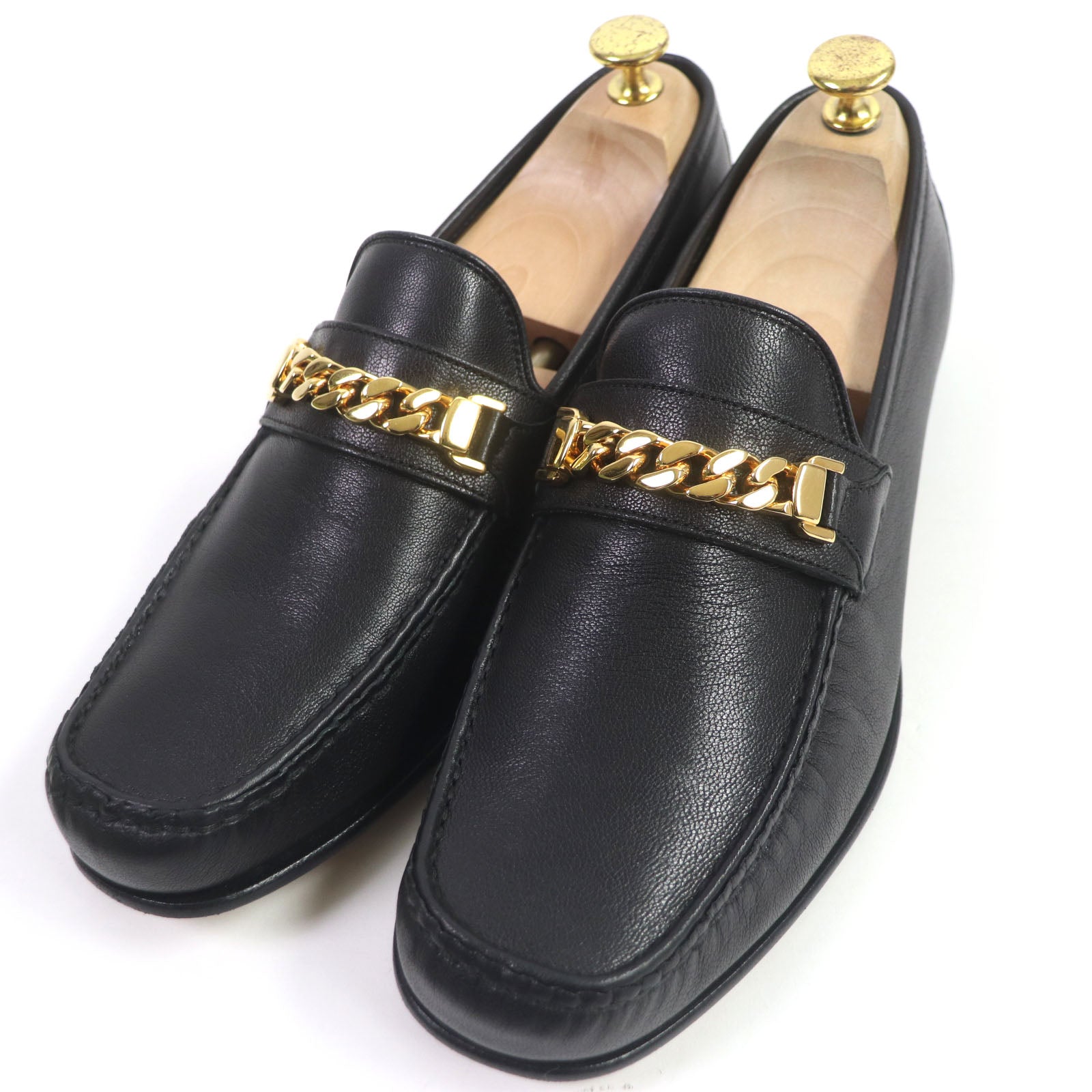 Gucci Leather Chain Bit Moccasin Loafers