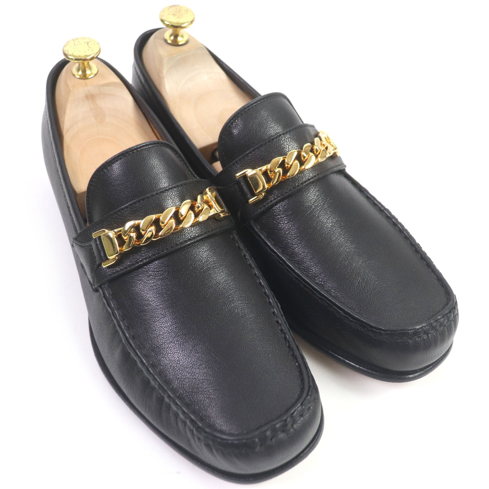 Gucci Leather Chain Bit Moccasin Loafers