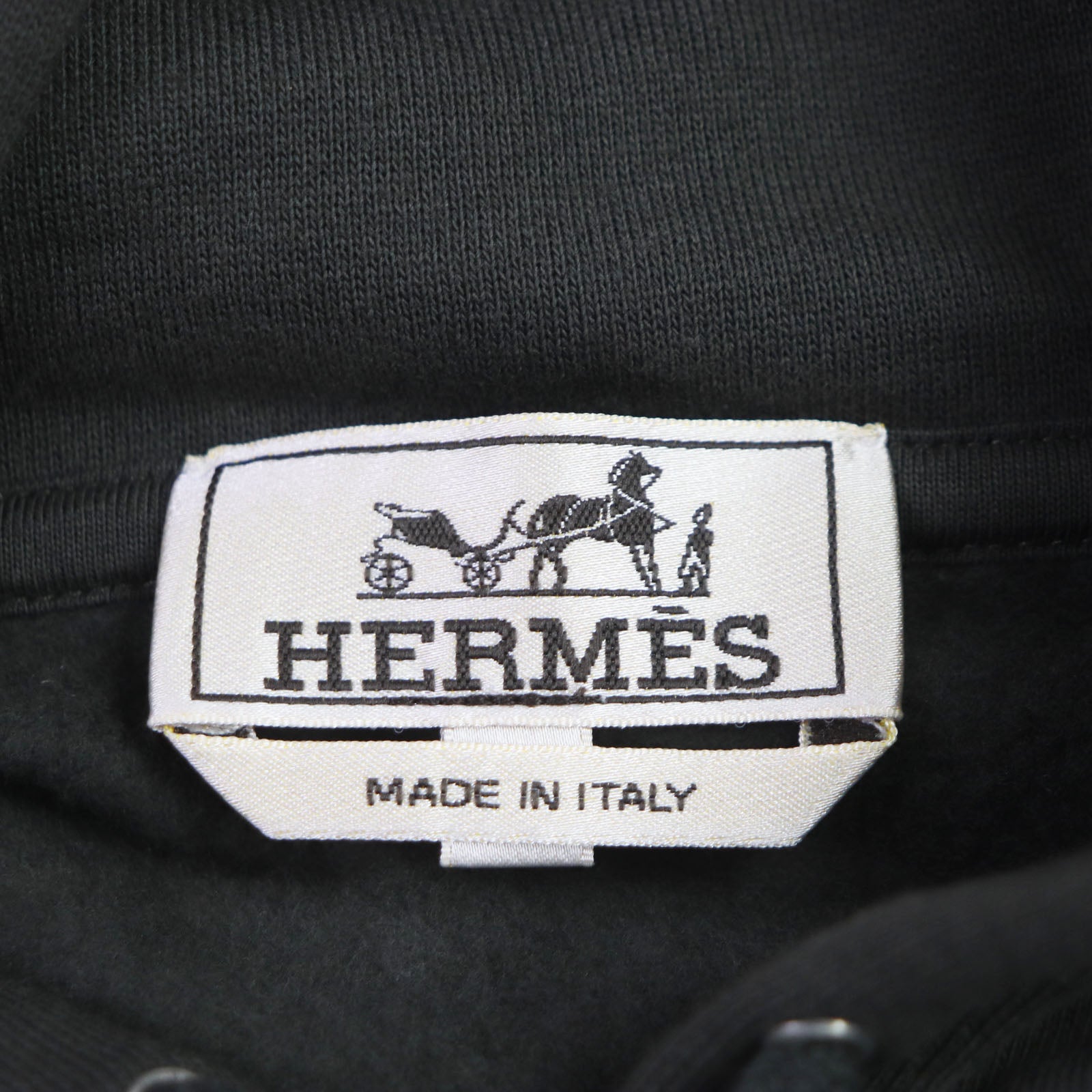 Hermes Cotton Leather Patch Hoodie Khaki M