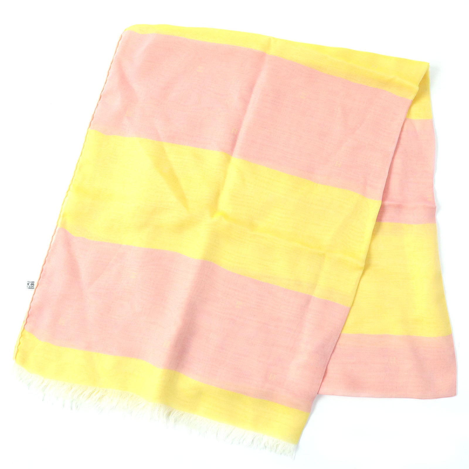 HERMES Silk H Logo Shawl Pink Yellow