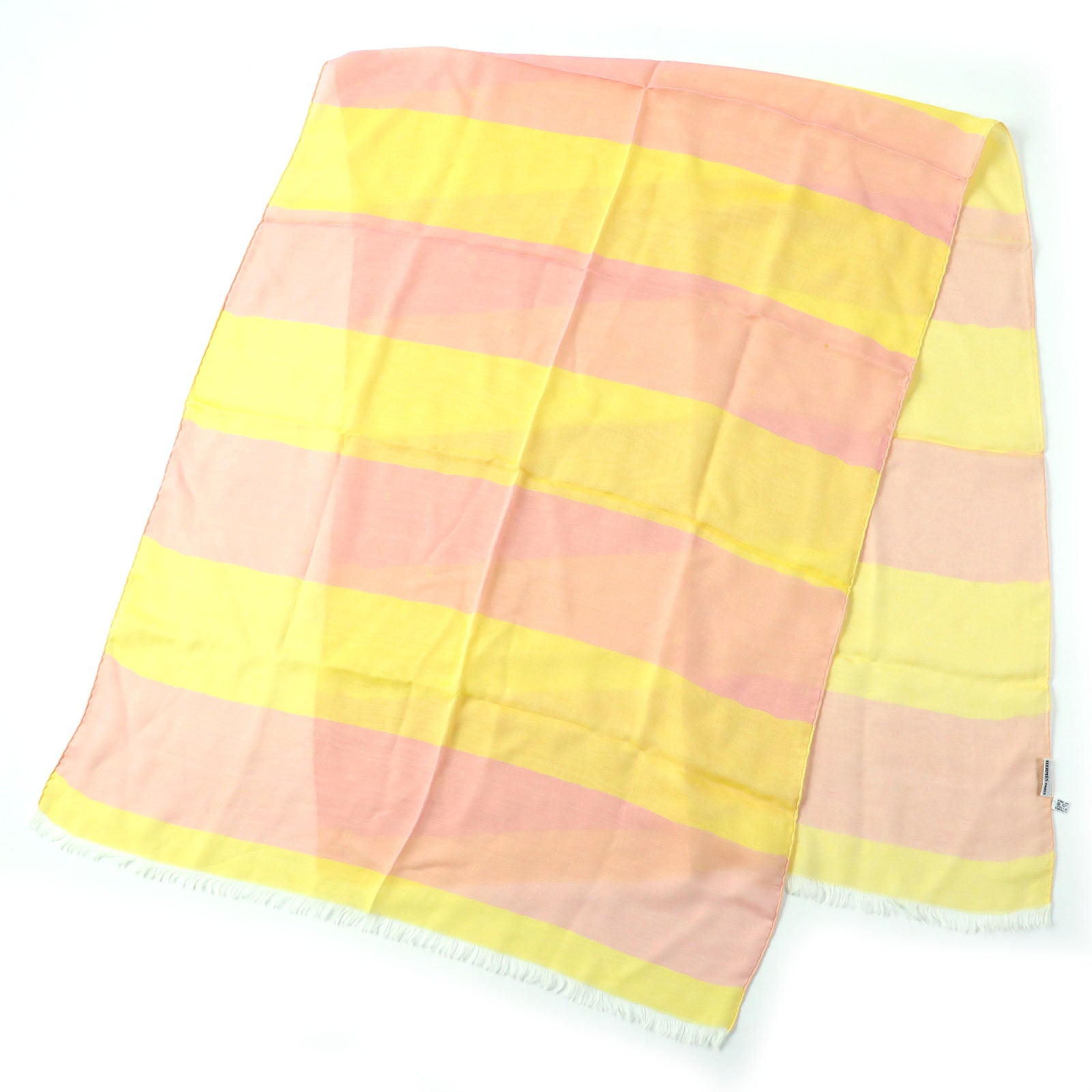 HERMES Silk H Logo Shawl Pink Yellow