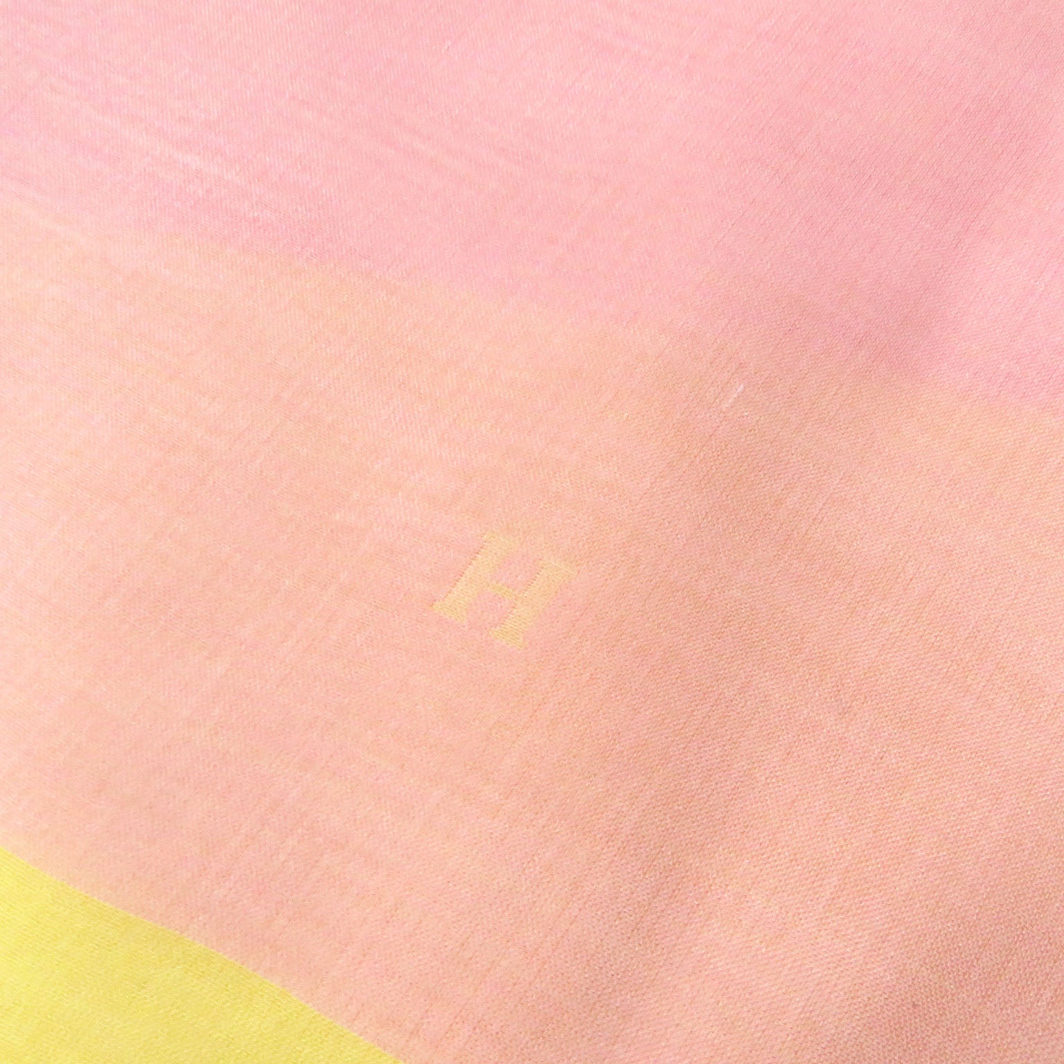 HERMES Silk H Logo Shawl Pink Yellow