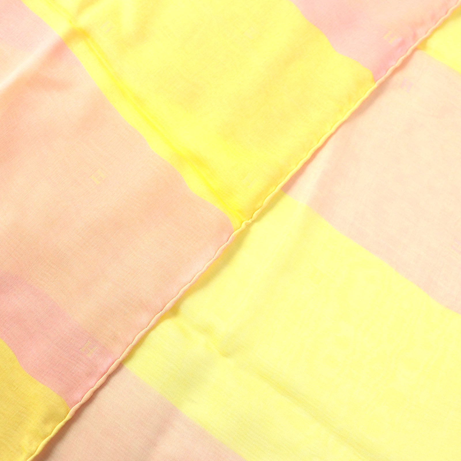 HERMES Silk H Logo Shawl Pink Yellow