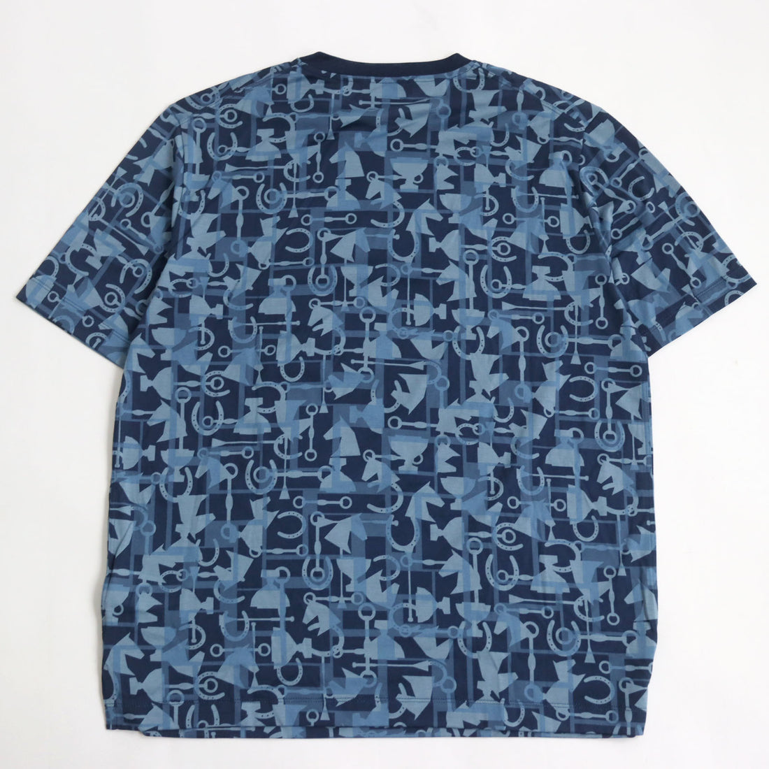 Hermes Rodeo Charm Horse Pattern T-Shirt Blue M