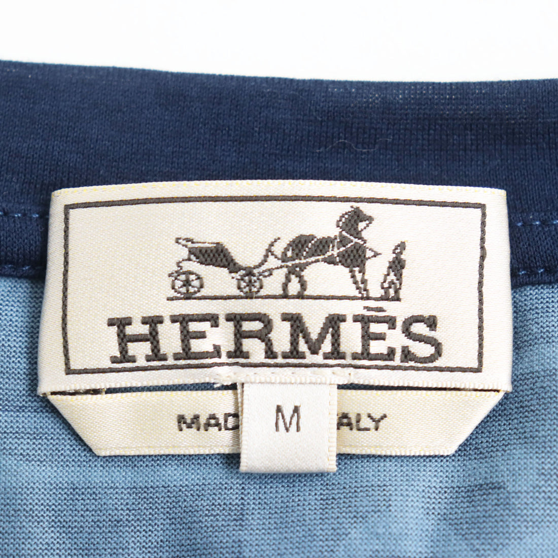 Hermes Rodeo Charm Horse Pattern T-Shirt Blue M