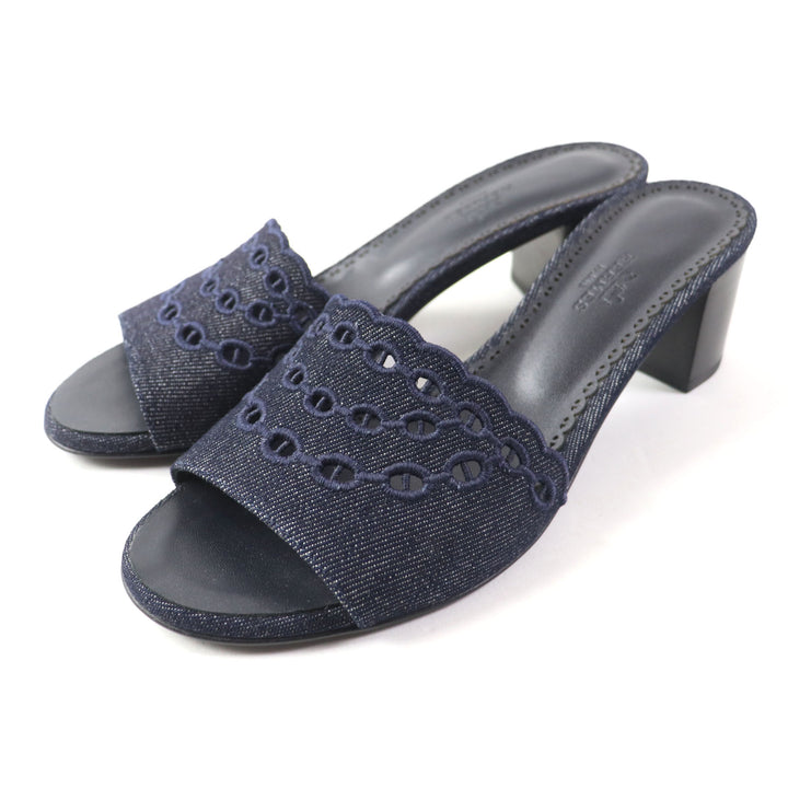 HERMES Gladys 45 Denim Sandals Women