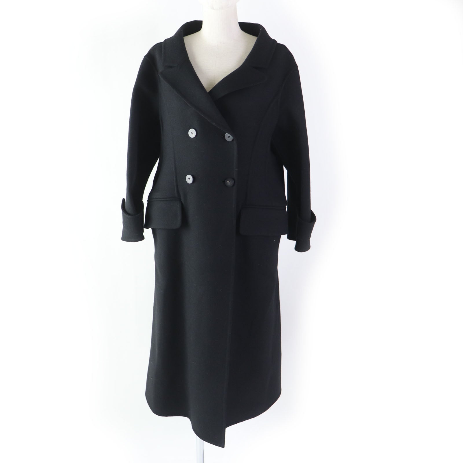 Dior Wool Rabbit Double Breasted Coat Black 40