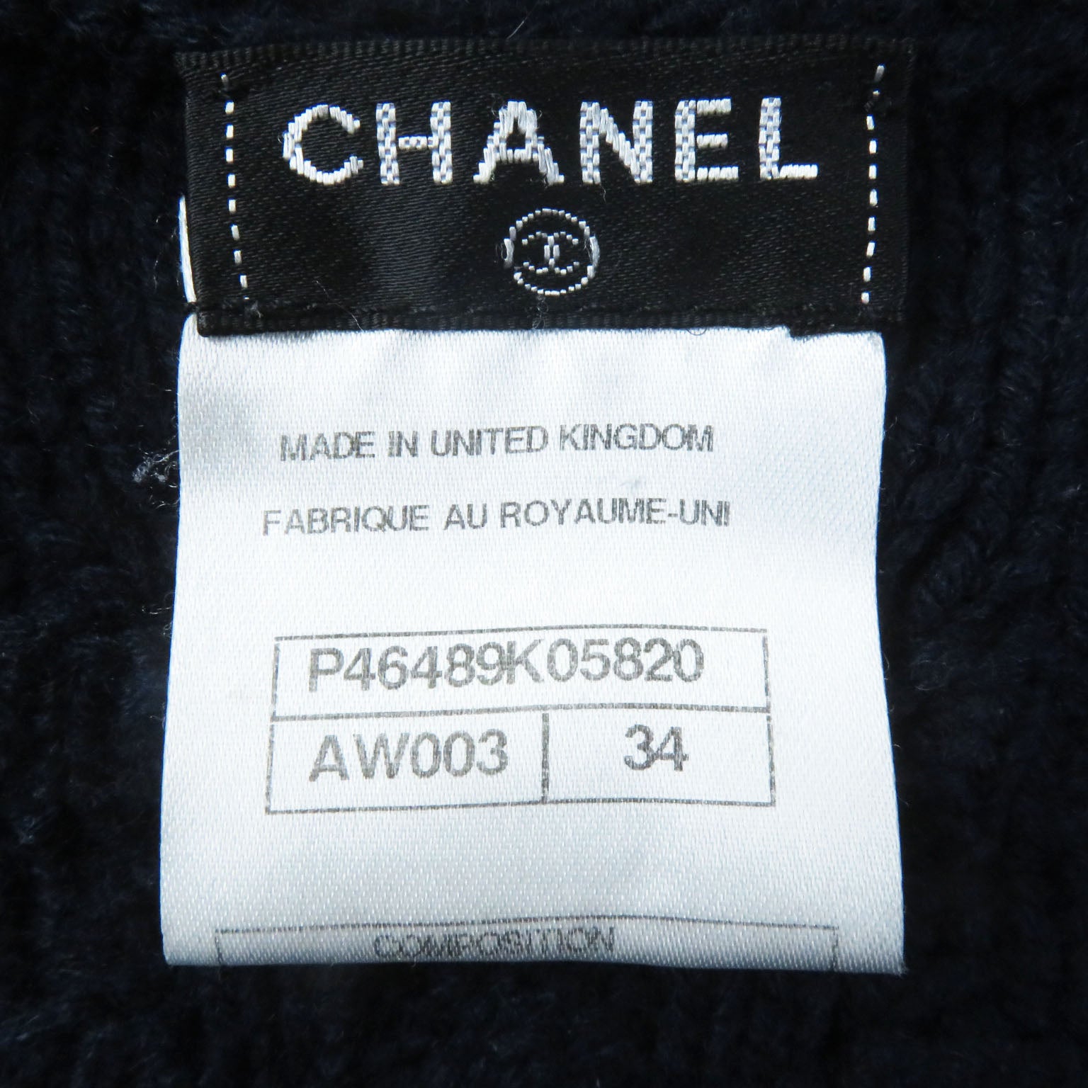 Chanel Cashmere Cable Knit Cardigan Navy