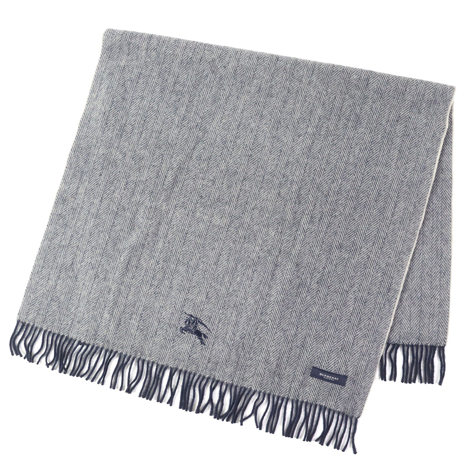 Burberry Wool Herringbone Logo Scarf