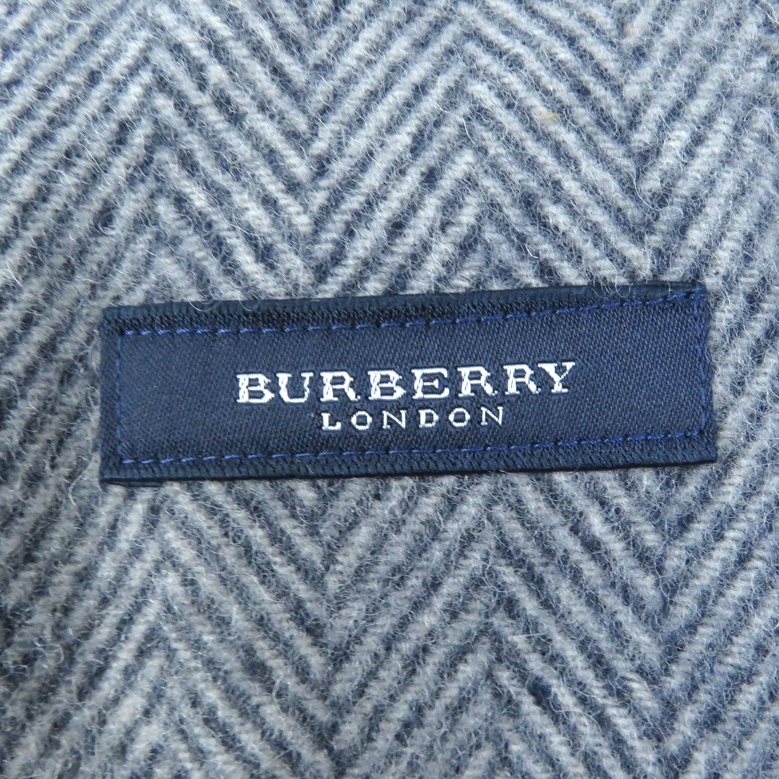 Burberry Wool Herringbone Logo Scarf