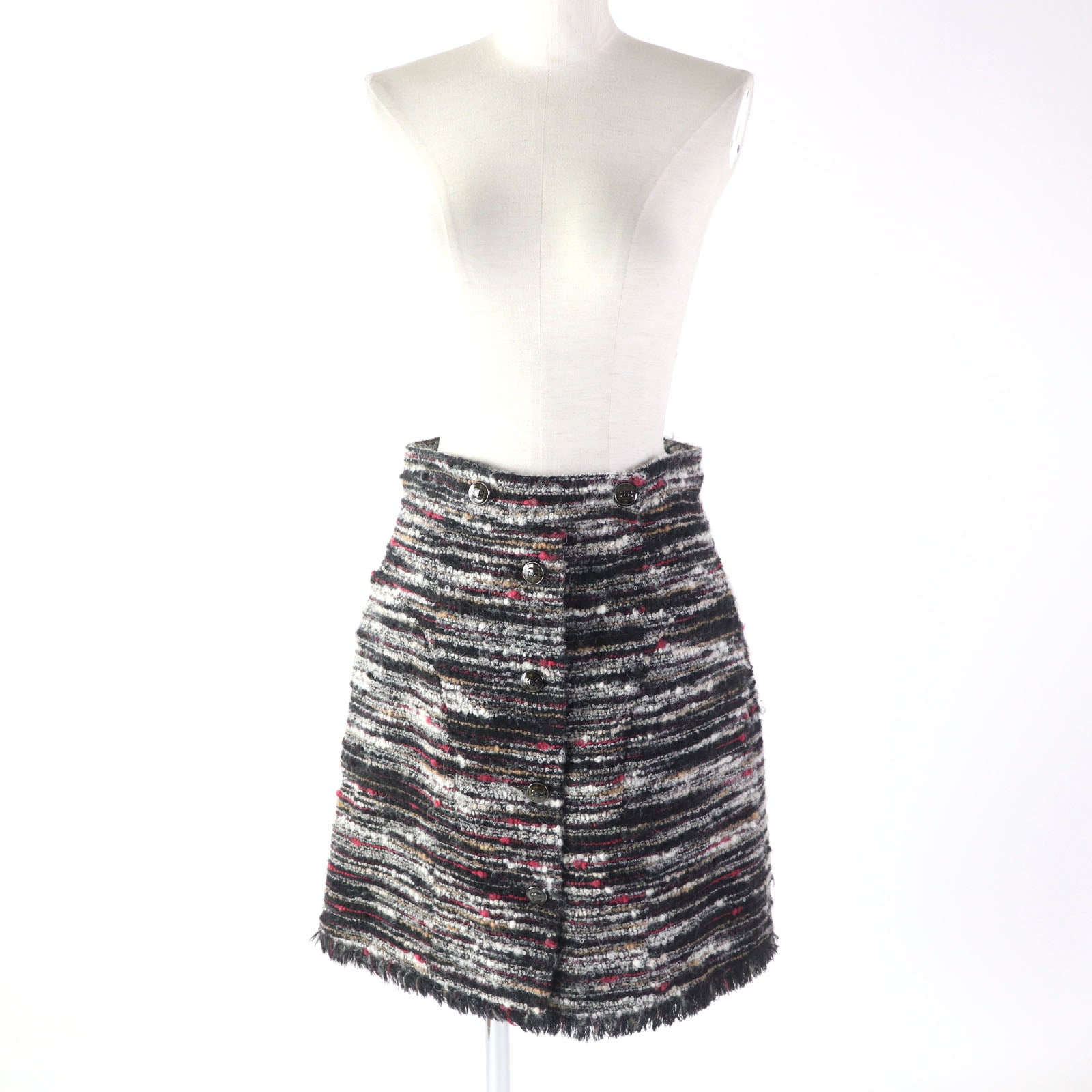 Chanel Tweed Jacket Skirt Set Multicolor 36 38