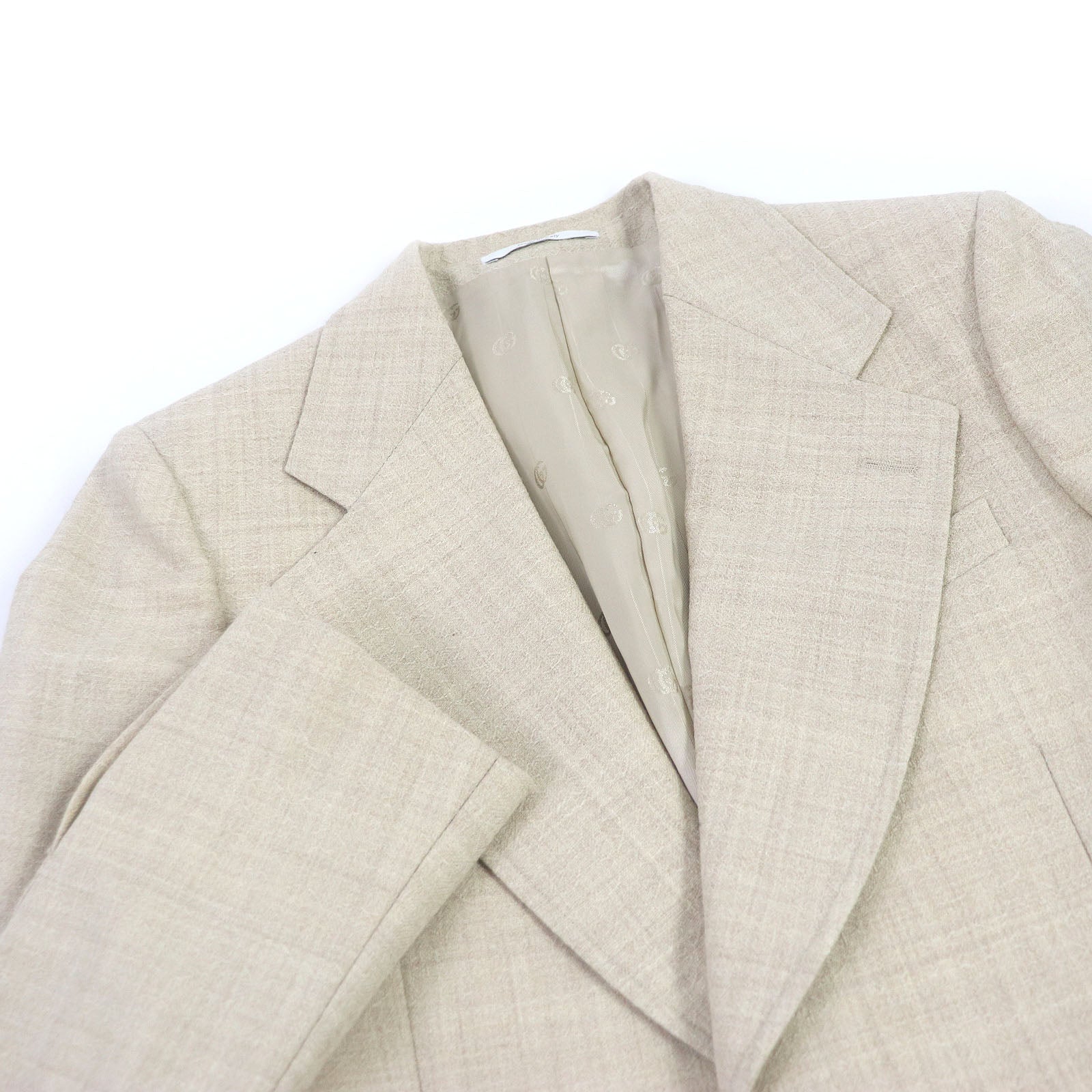 Gucci Wool Rayon Blazer Gold Button 44 Beige