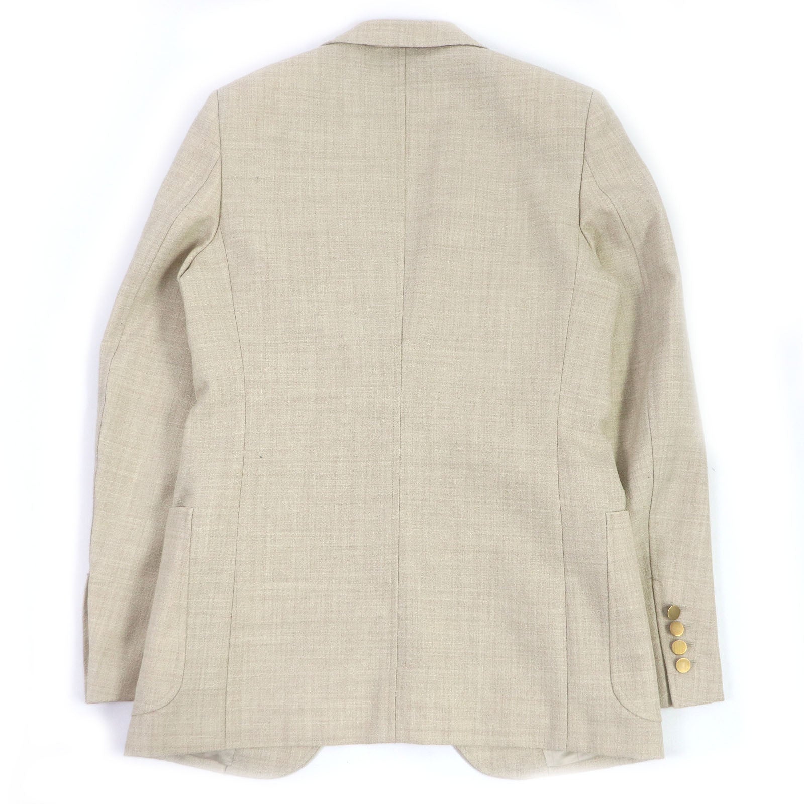 Gucci Wool Rayon Blazer Gold Button 44 Beige